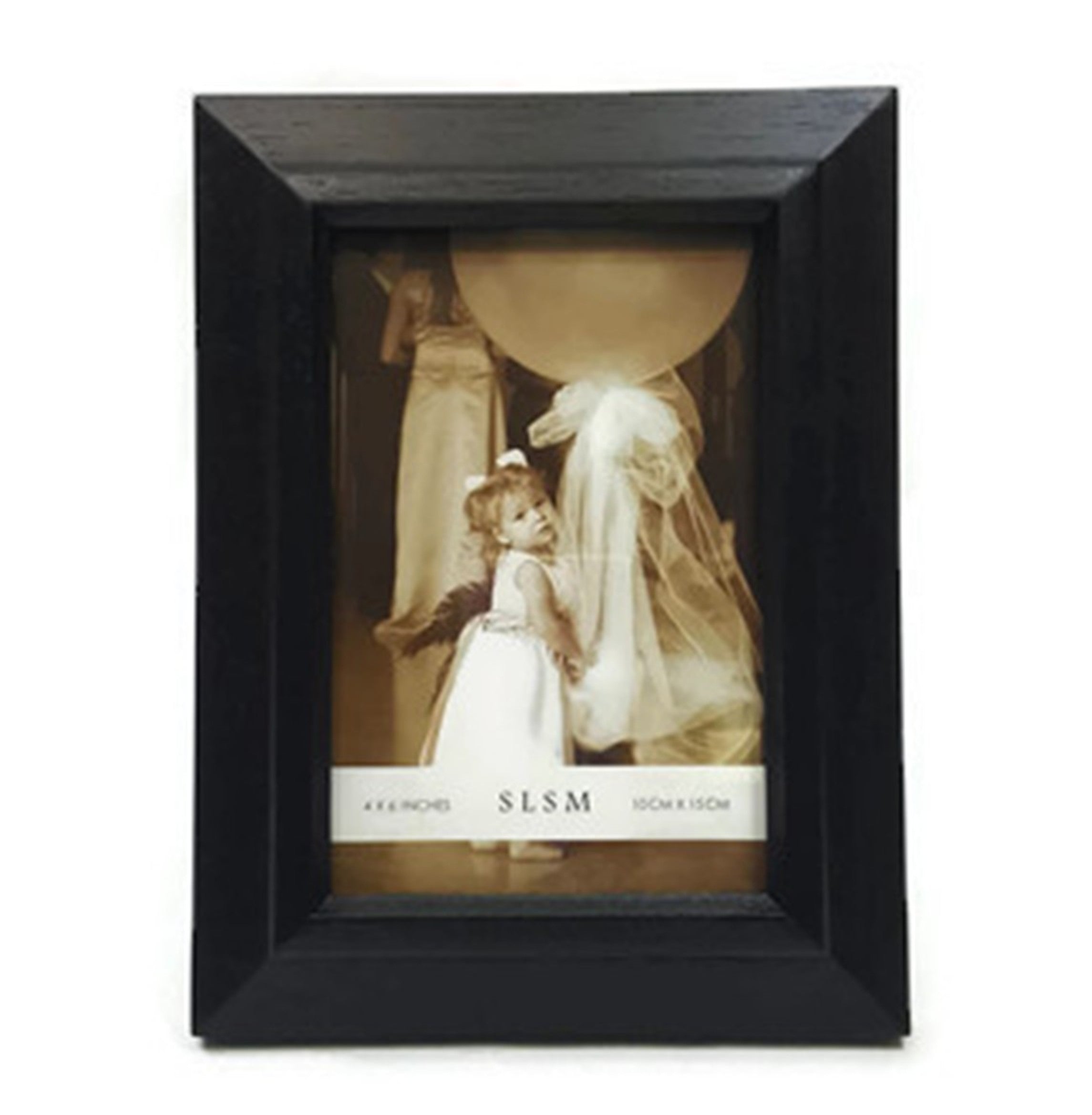 4x6" Wood Frame,Narrow Border , Black Color