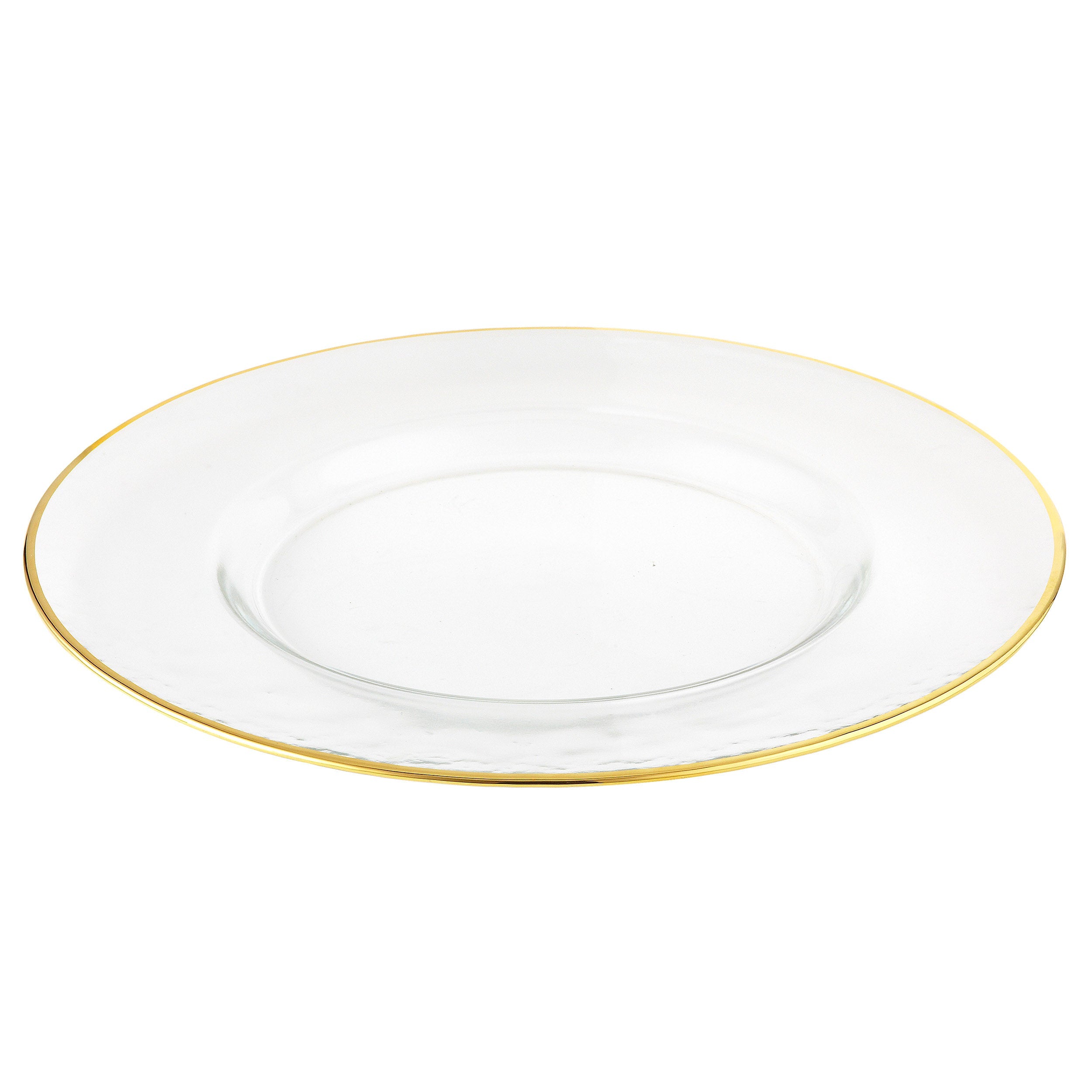 Set of 4 gold rim chargers 13"
