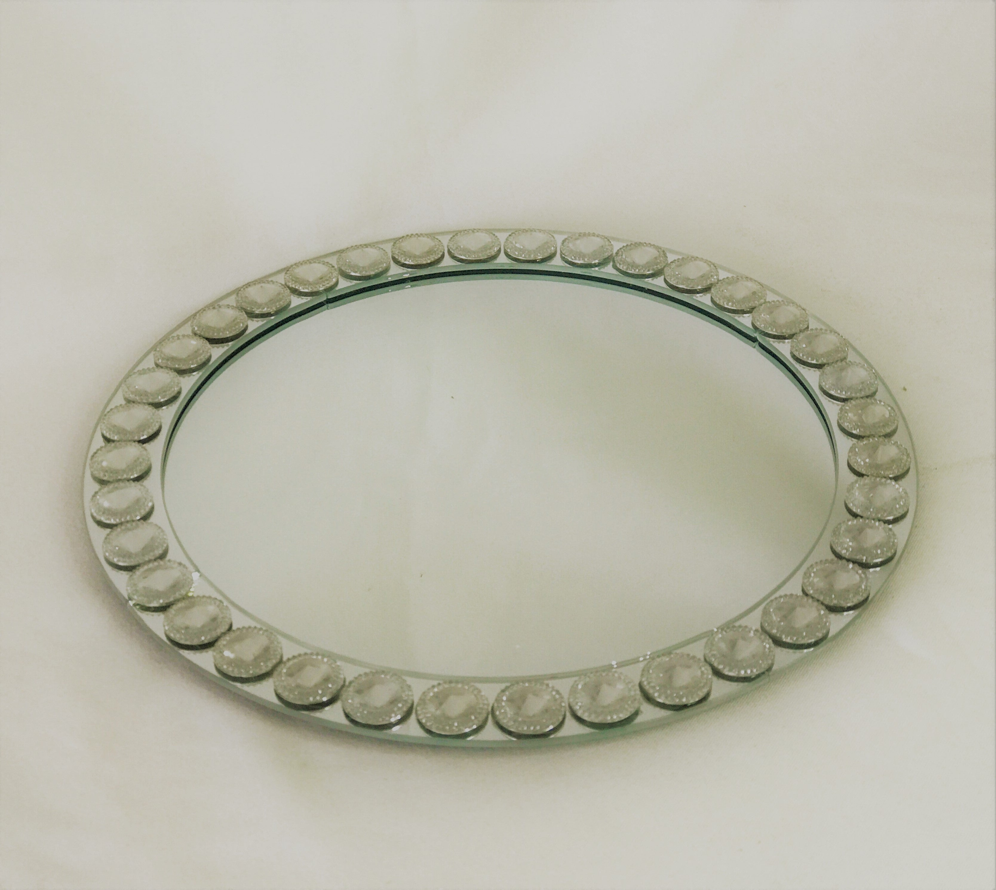 Diamond beaded Mirrored charger plate 13 inch dia.