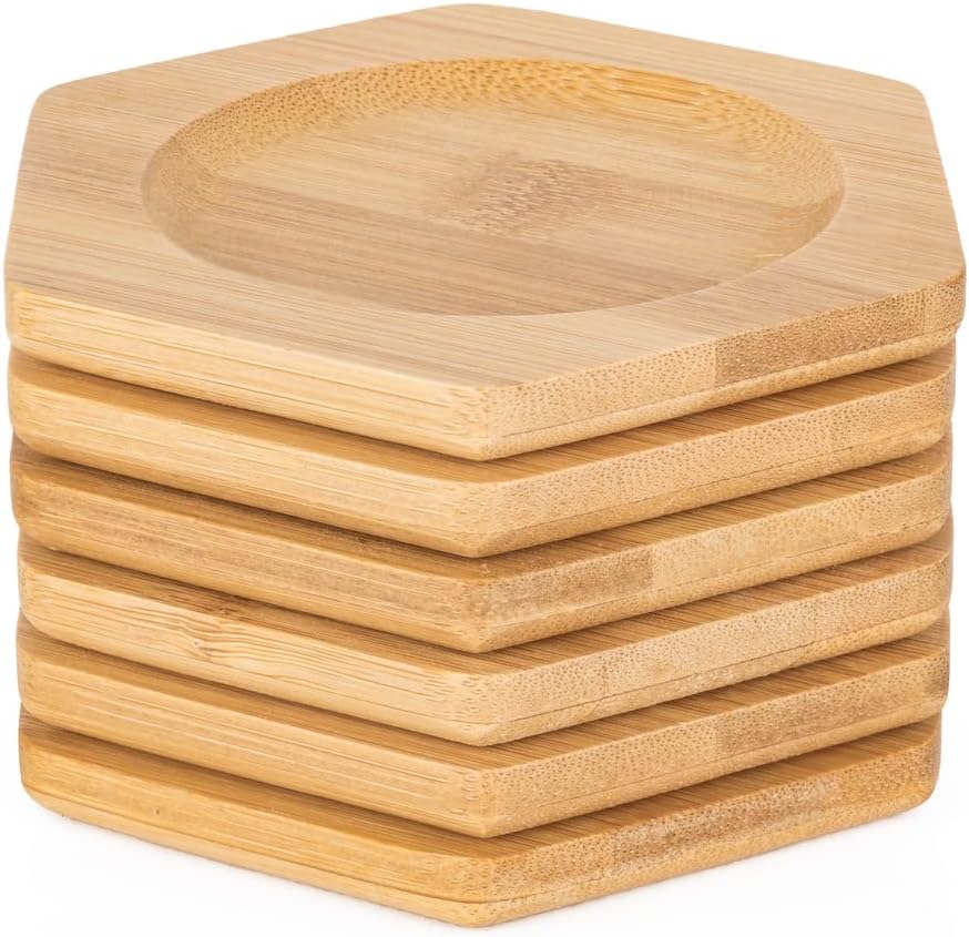 Hexagon BAMBOO COASTER set of 6PCS/SET