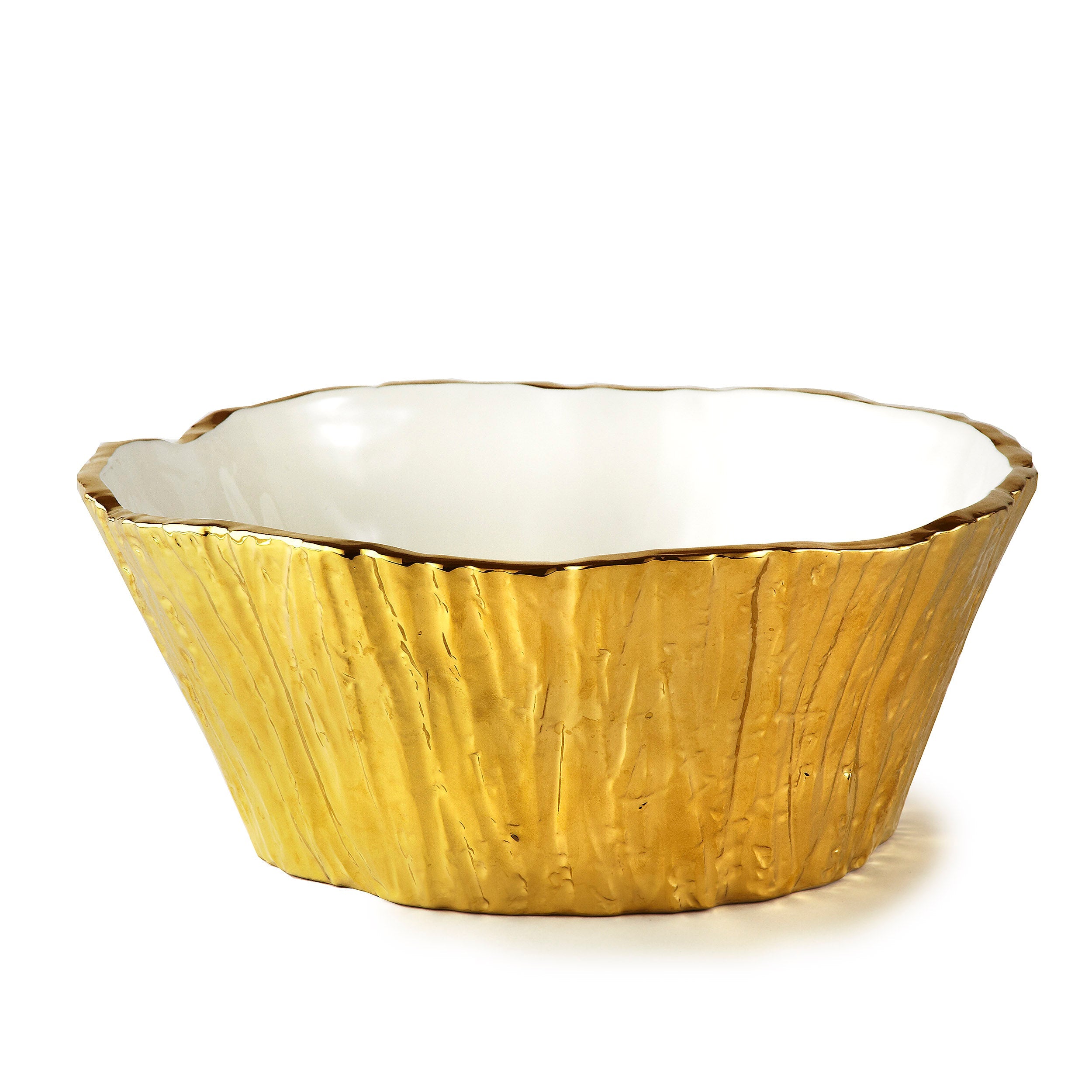 Botanic Collection Titanium Porcelain tree bark bowl 10.5" Gold