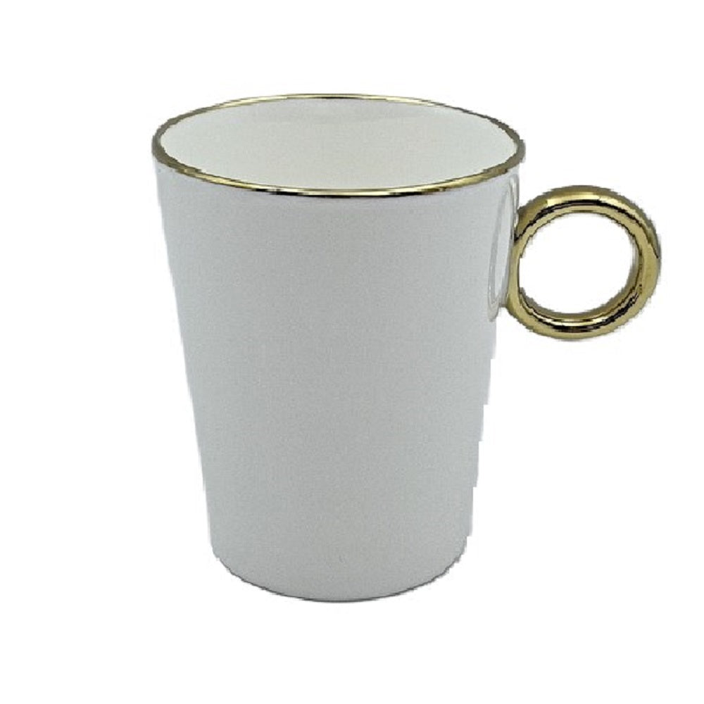 380ml Simplicity Collection White Porcelain Gold Trim Coffee Mug