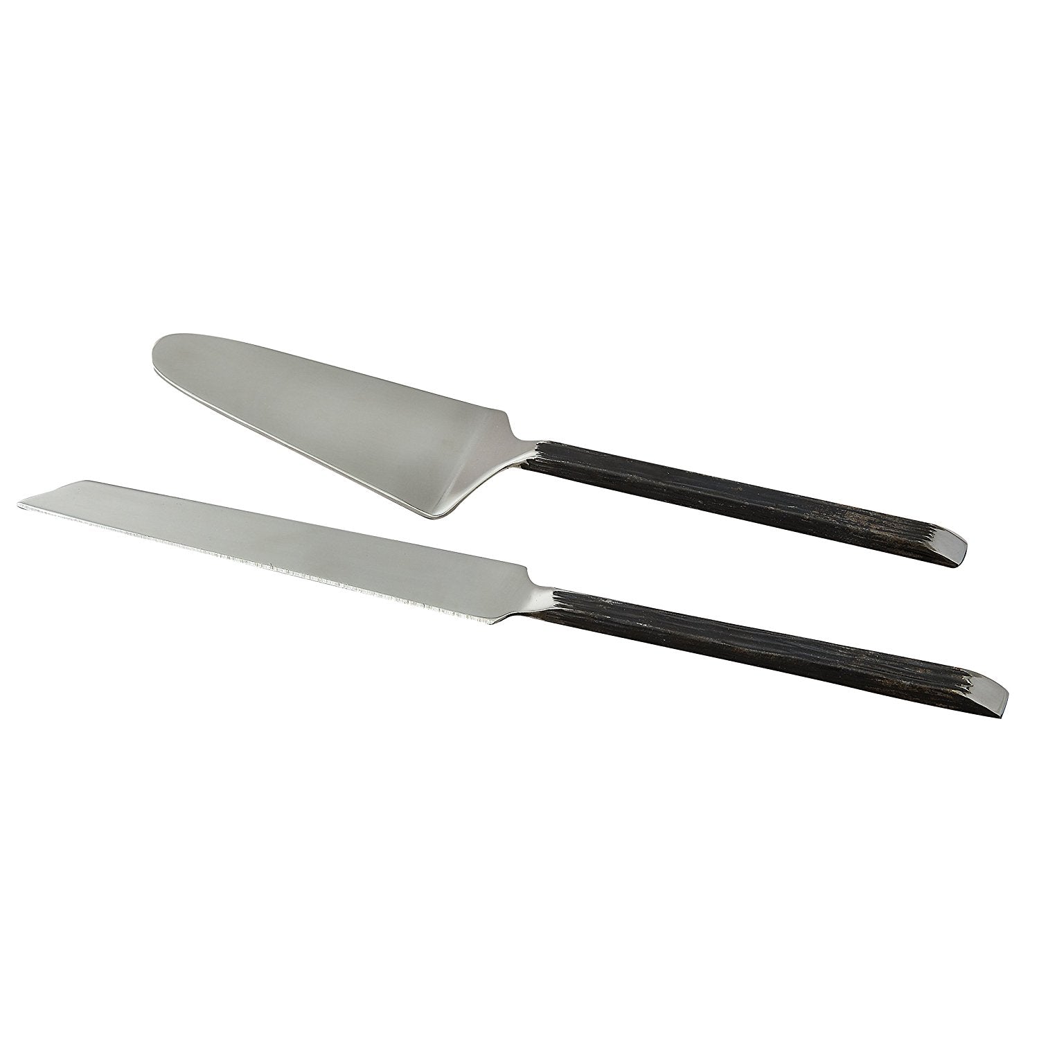 Gibraltar Cake Servers Set (2 Tone Black Matte & Stainless Steel)