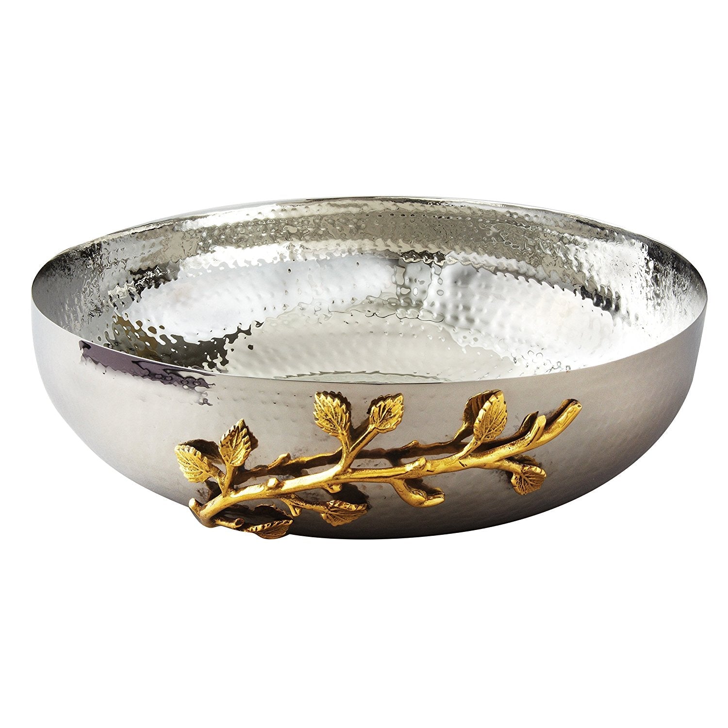 Gilt Leaf Hammered Salad Bowl 12" Dia