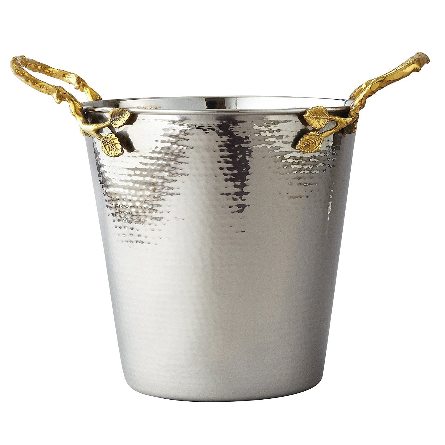 Gilt Leaf Champagne Bucket (Gold Finish Leaf/Hammered Steel)