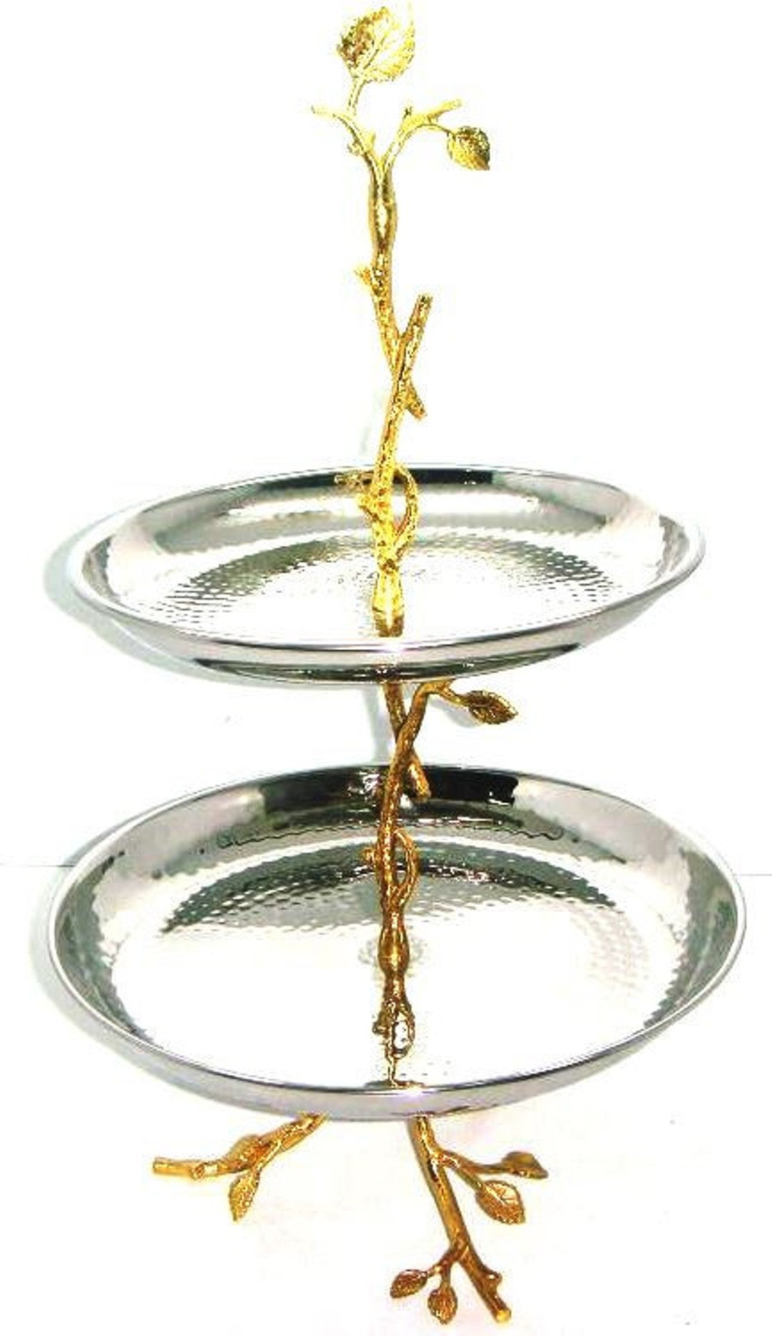 Gilt leaf 2-tier tray