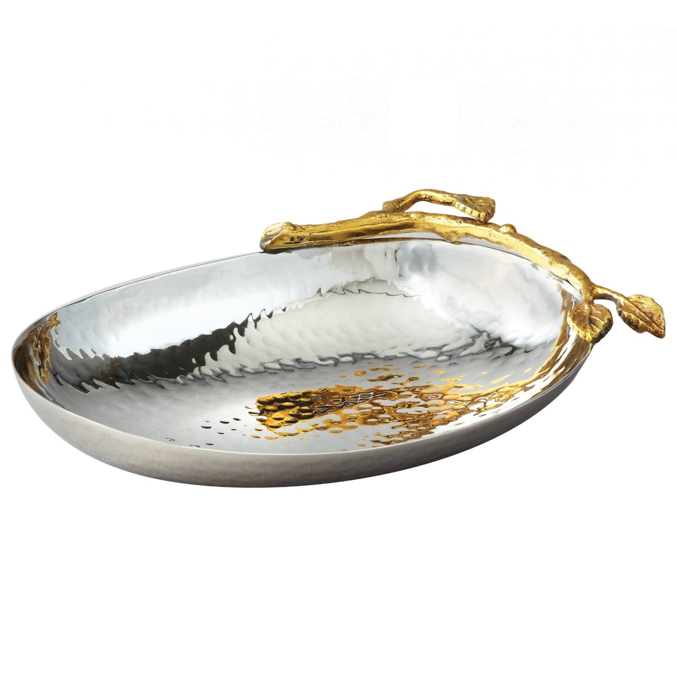 Golden Vine Hammered Stainless Steel Nut Bowl, 6.25 x 4.25"