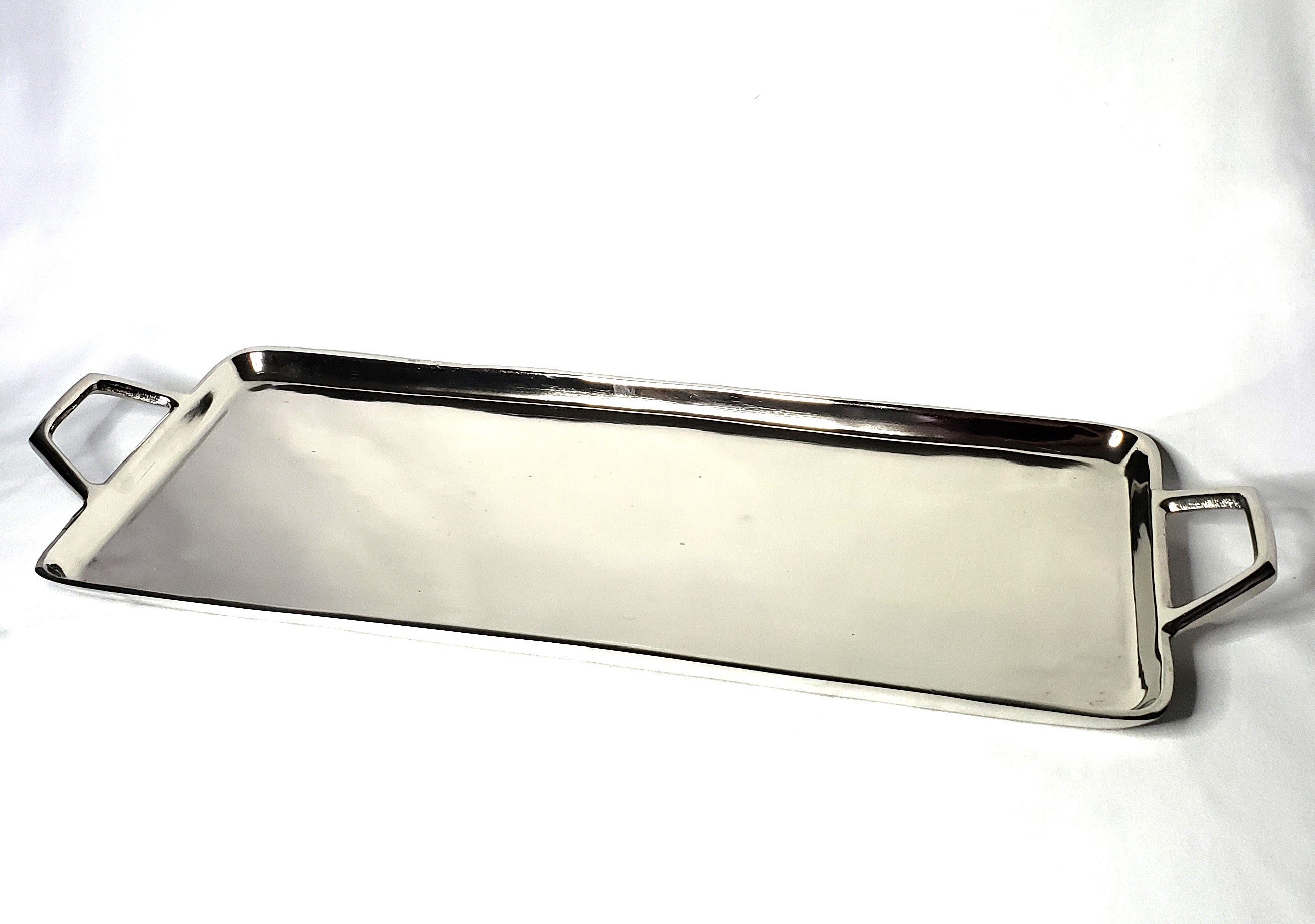 Silver Stainless Steel Rectangular tray w/handles 26.75 x 10"