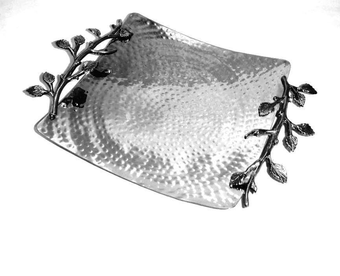 Sparkle Silver leaf square tray