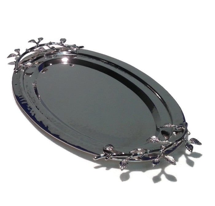 Sparkle Silver leaf oval tray