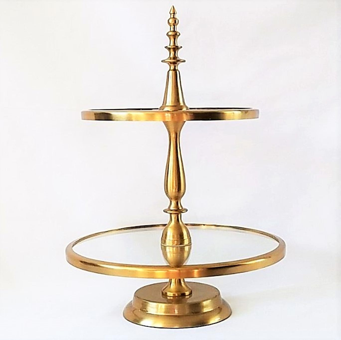 Anastasia Two Tier Round Glass Buffet and Dessert Stand -16" High , Trays : 11 / 9"