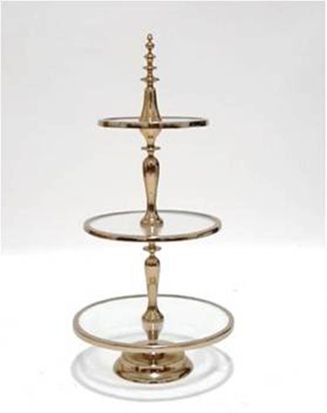 Anastasia Three Tier Round Glass Buffet and Dessert Stand-22" High ,Trays : 11 / 9 / 7"