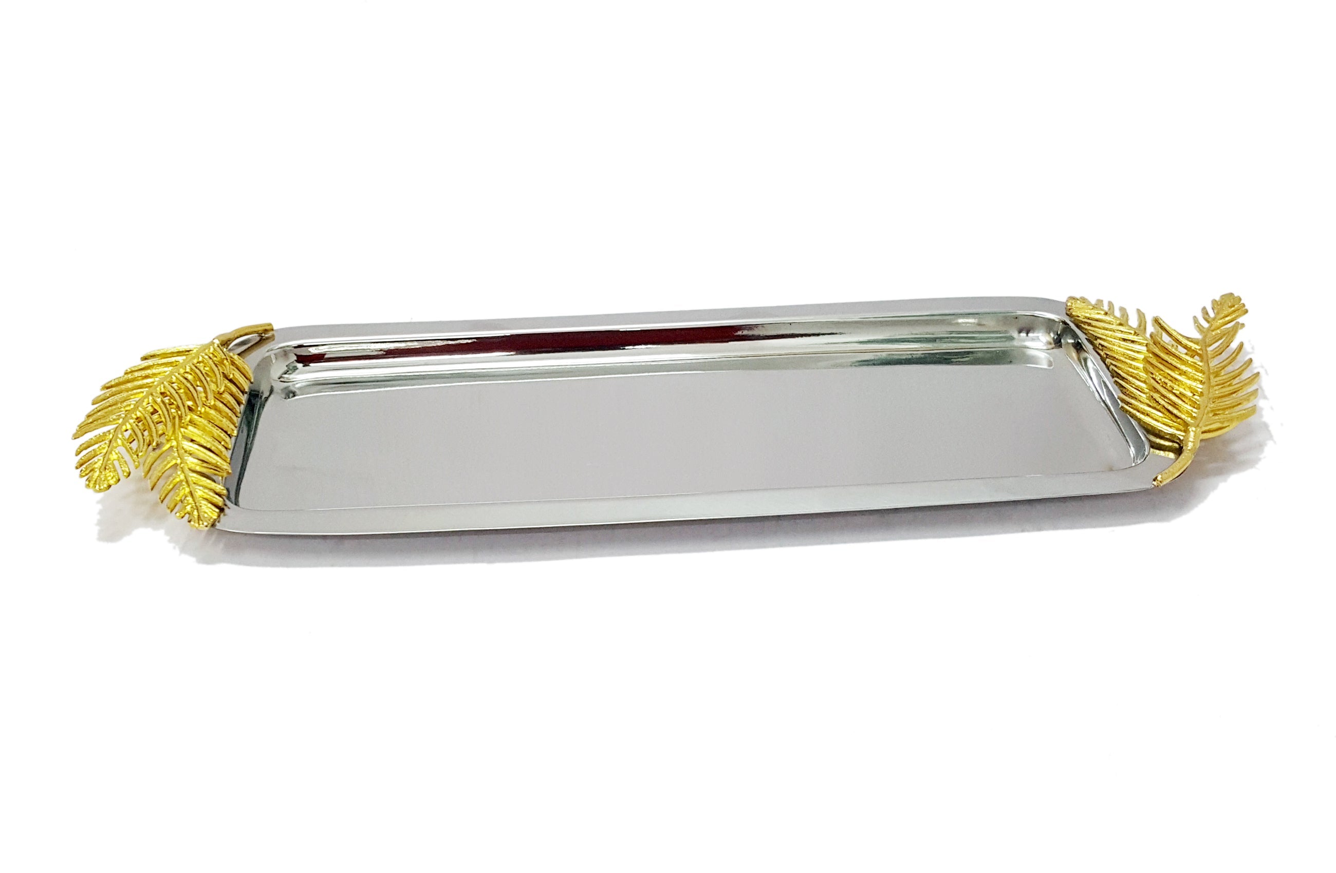 Rectangular tray w/gold fern: 15x6"