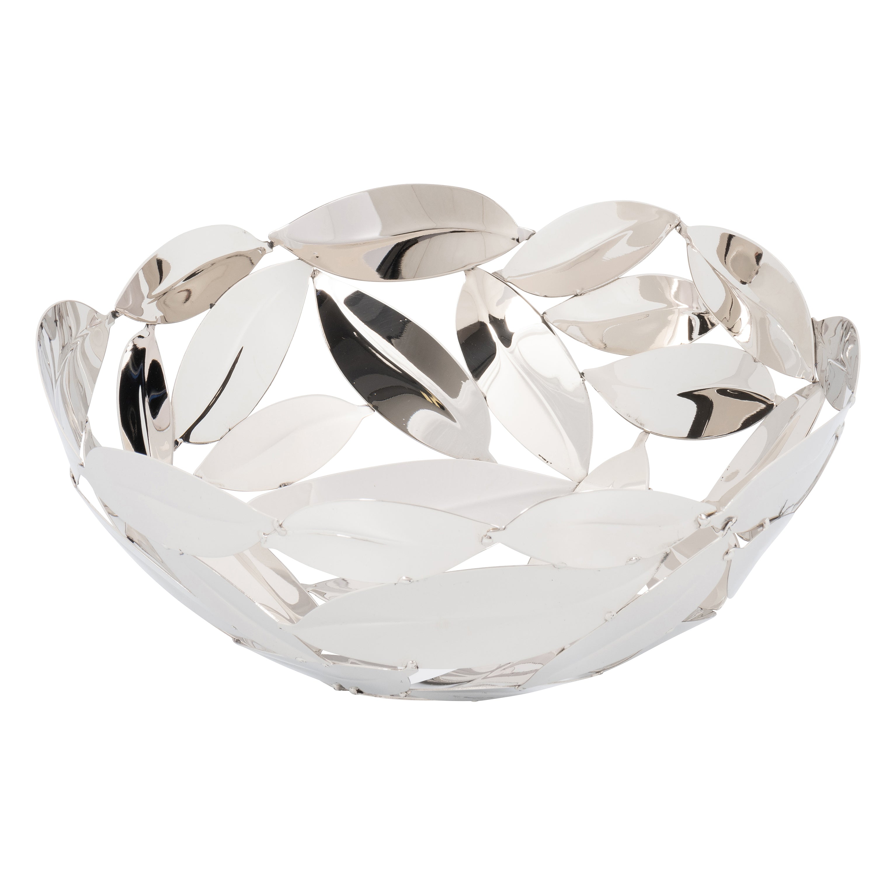 Round Leaves basket 11"W x 4.5"H Stainless Steel Home Decor and Gift