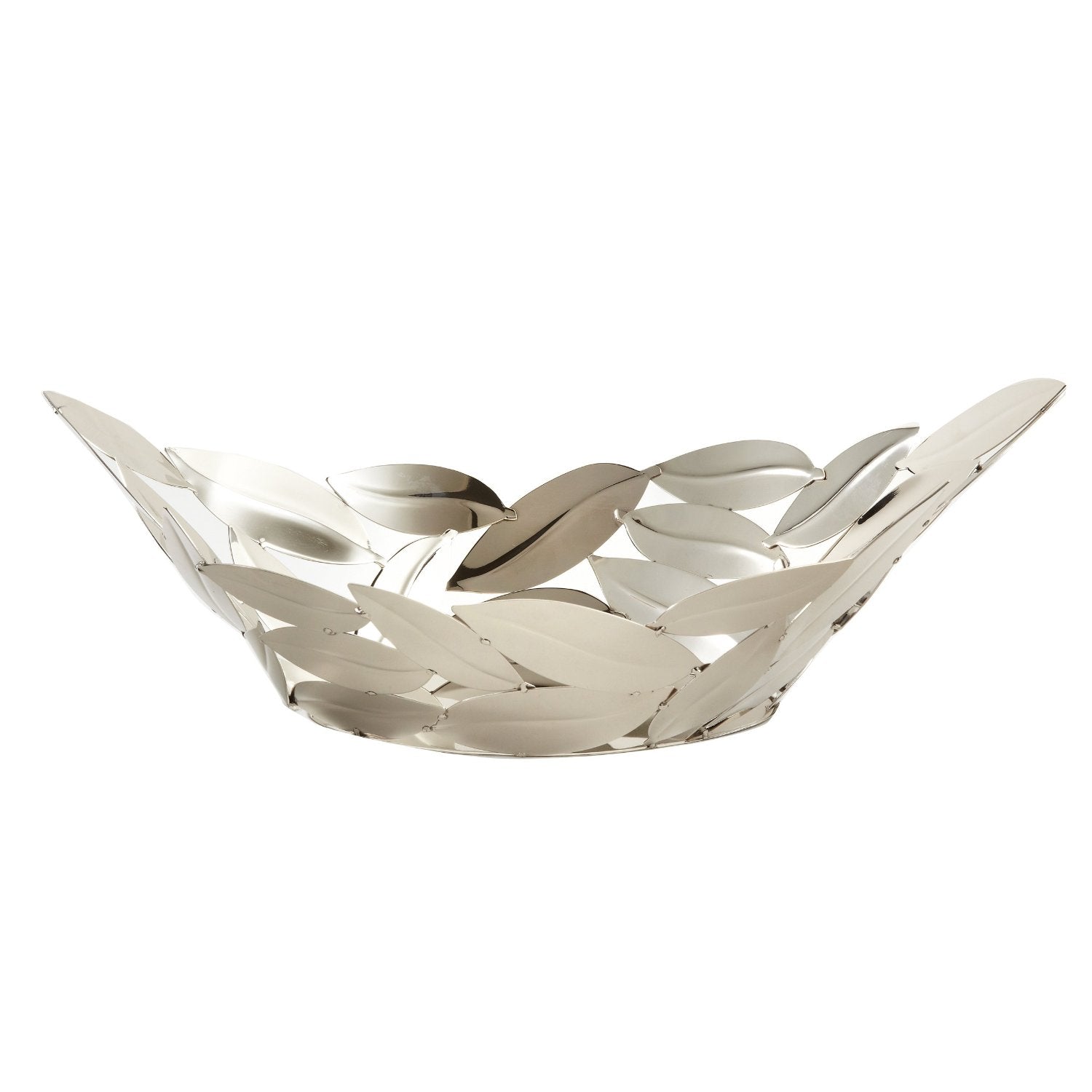 Oval Leaves boat - 15-3/4" x 6-3/4" Stainless Steel Home Decor and Gift
