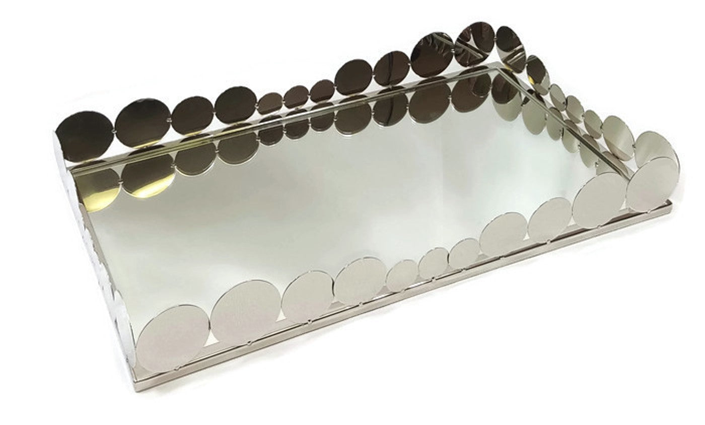 Rectangular tray with mirror, 19x11.5"