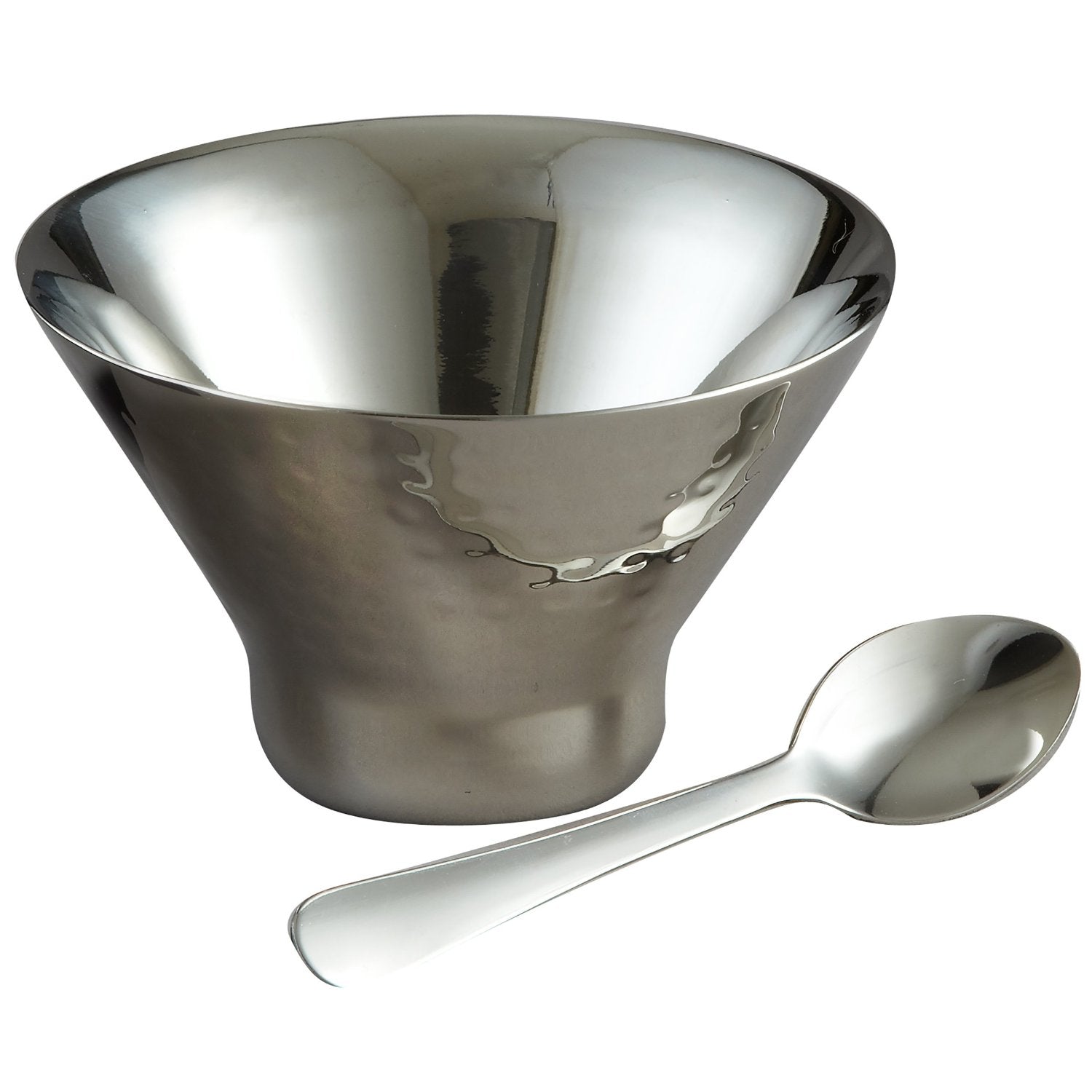Stainless Steel, Double Wall, Hammered Aster Bowl with Spoon