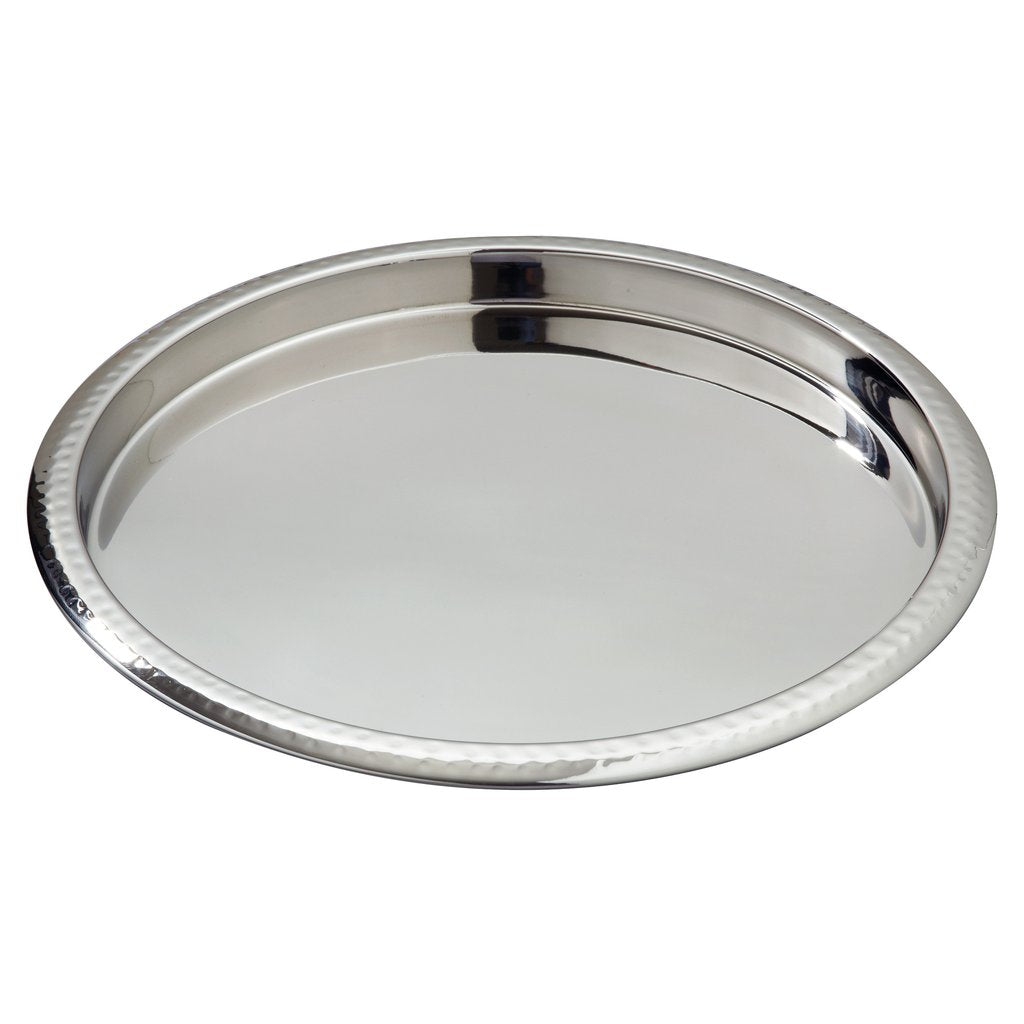 Hammered Border Stainless Steel Serving Tray