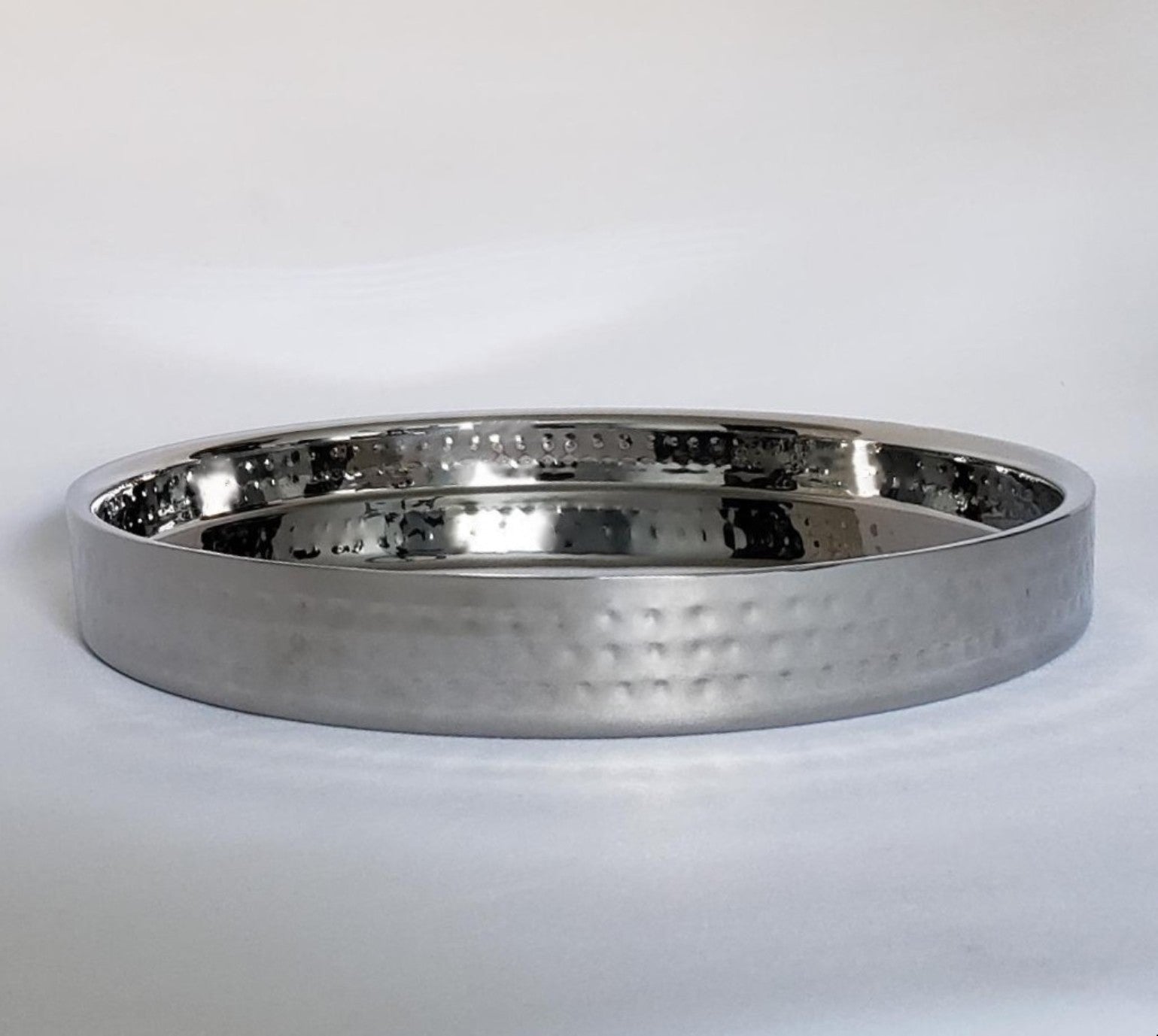 Stainless Steel Silver Double wall bar tray 12.5" dia