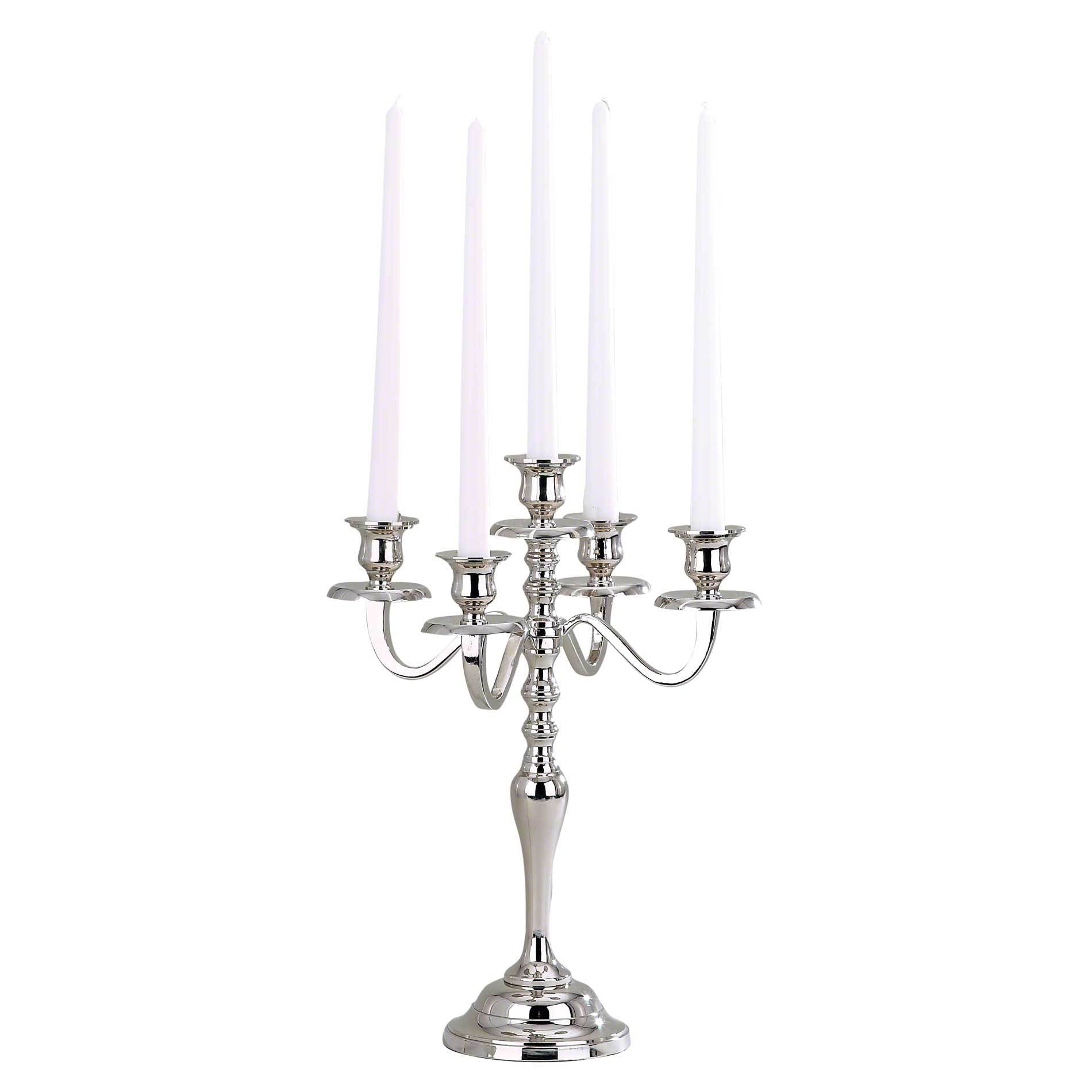 5-Lite Silver Finish Hampton Candelabra, 16"