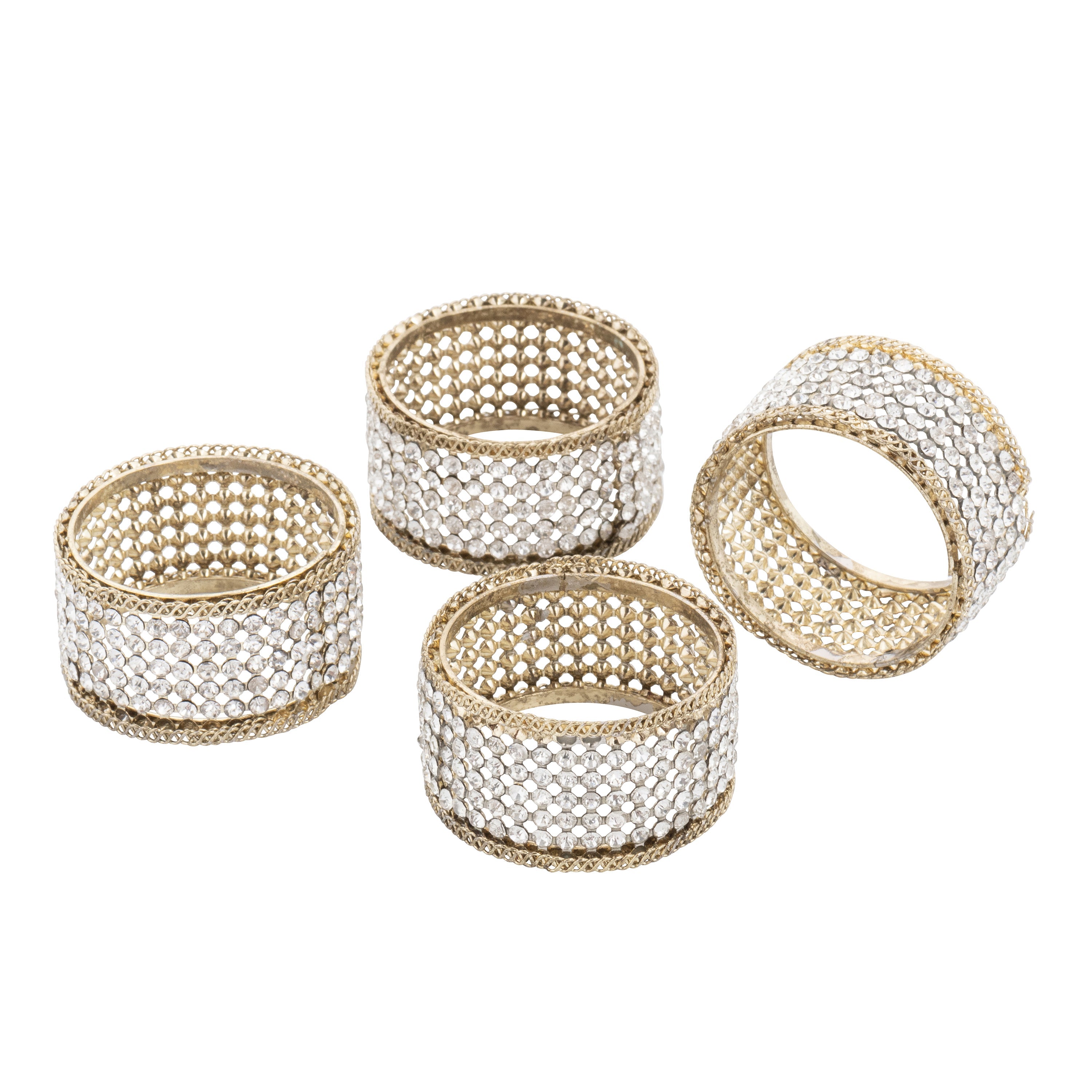 Brilliant Set of 4 Napkin Rings with Crystals