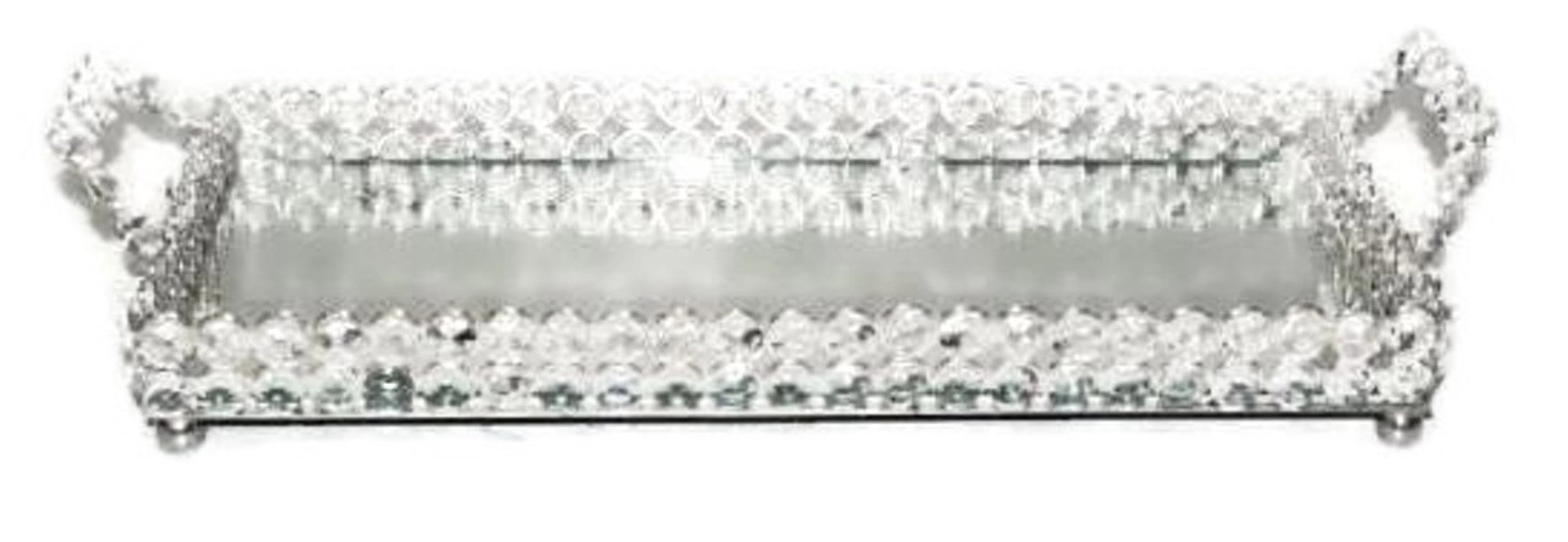 Sparkle Crystal Mirror Tray - L: 15" x W: 6.75"