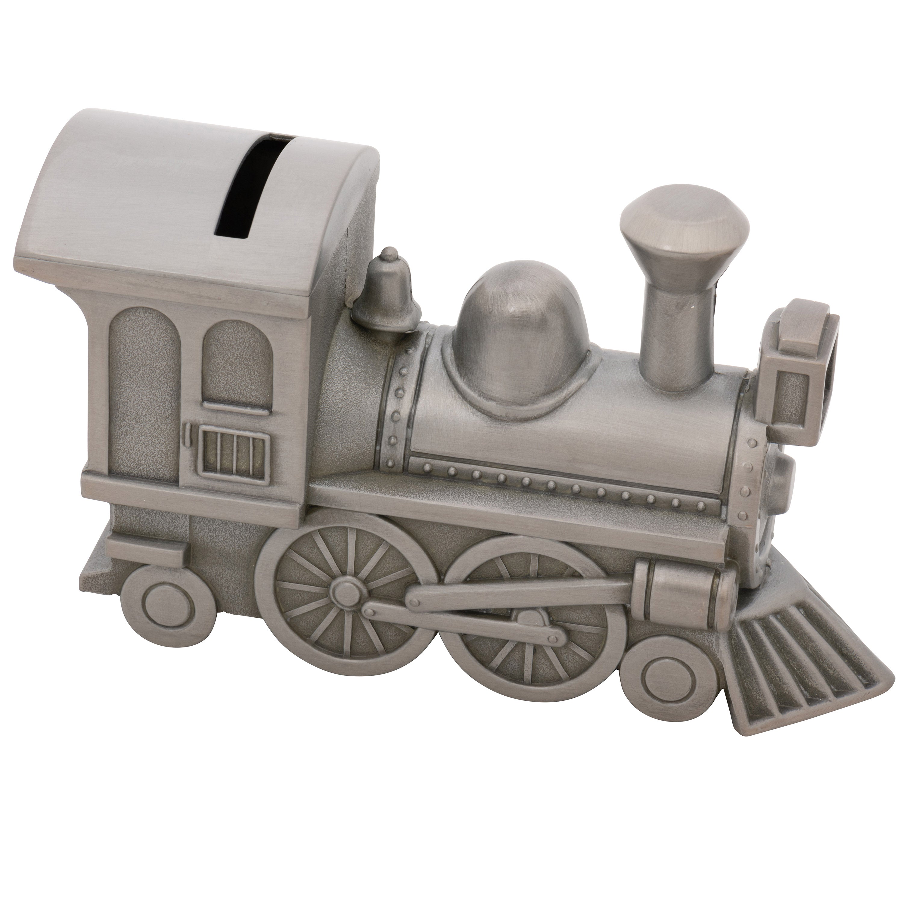 Pewter Plated Train Bank, 3.25"H, 6"L, 2.25"W