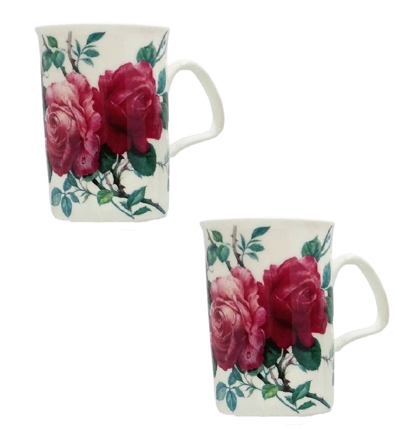 Roy Kirkham Lancaster Mug-English Rose- Red Rose, Set of 2