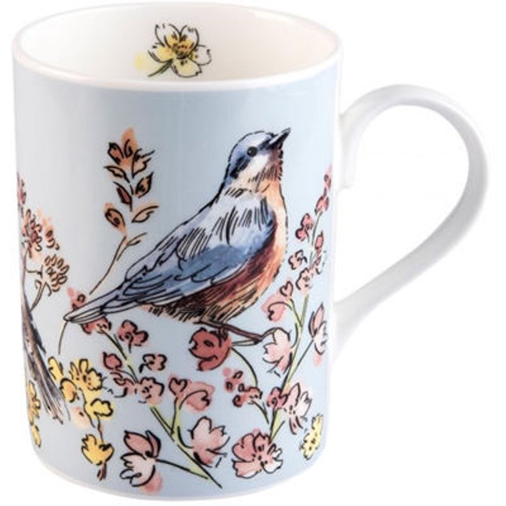 Roy Kirkham Lucy Mugs - Morning Chorus Set of 6, Bone China Ceramic, Made in England