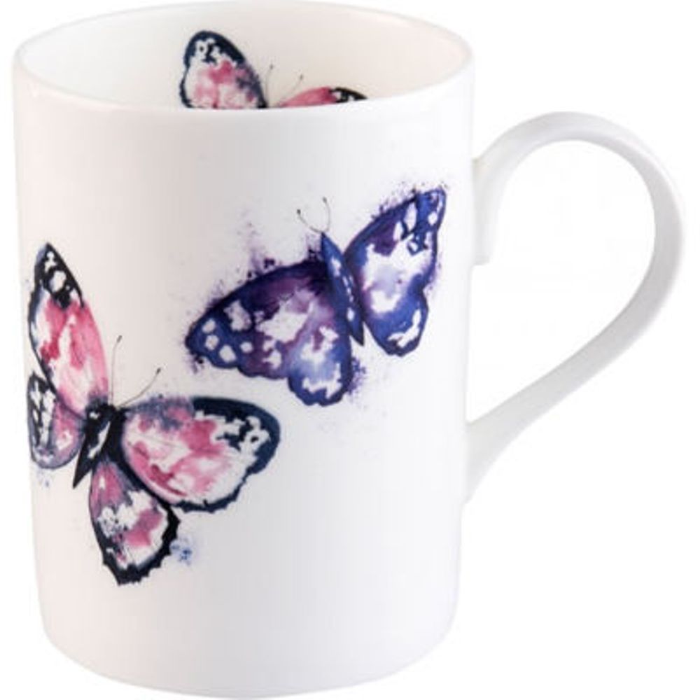 Roy Kirkham Lucy Mugs - Harmony Butterfly Set of 2: Small Pink and Purple Color