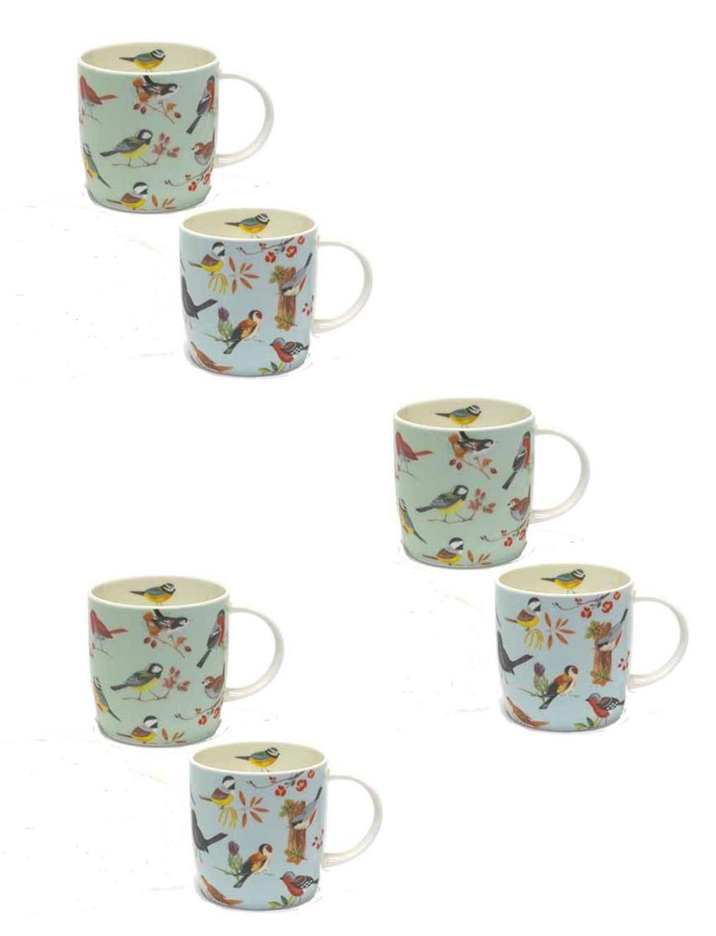 Roy Kirkham SOPHIE MUG - BIRD SONG, Set of 6, Bone China Ceramic, Made in England