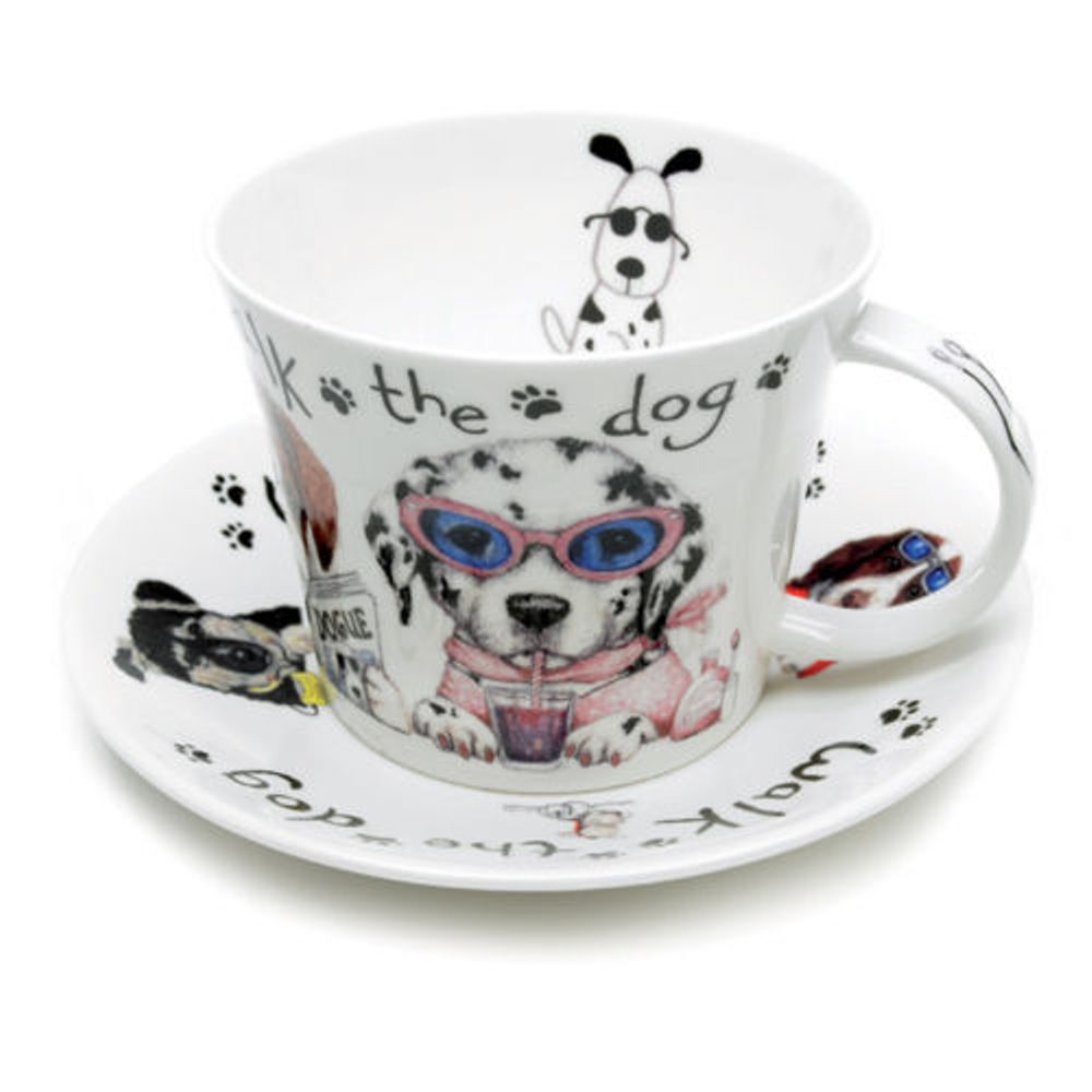 Roy Kirkham Breakfast Cup/Saucer-ANIMAL FASHIONS - DOGS Set of 2