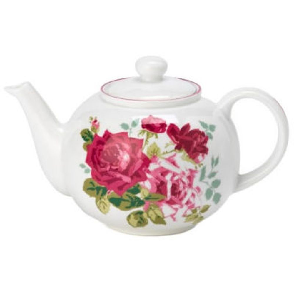 Roy Kirkham Teapot - Rosa Alba, Bone China Ceramic Made in England
