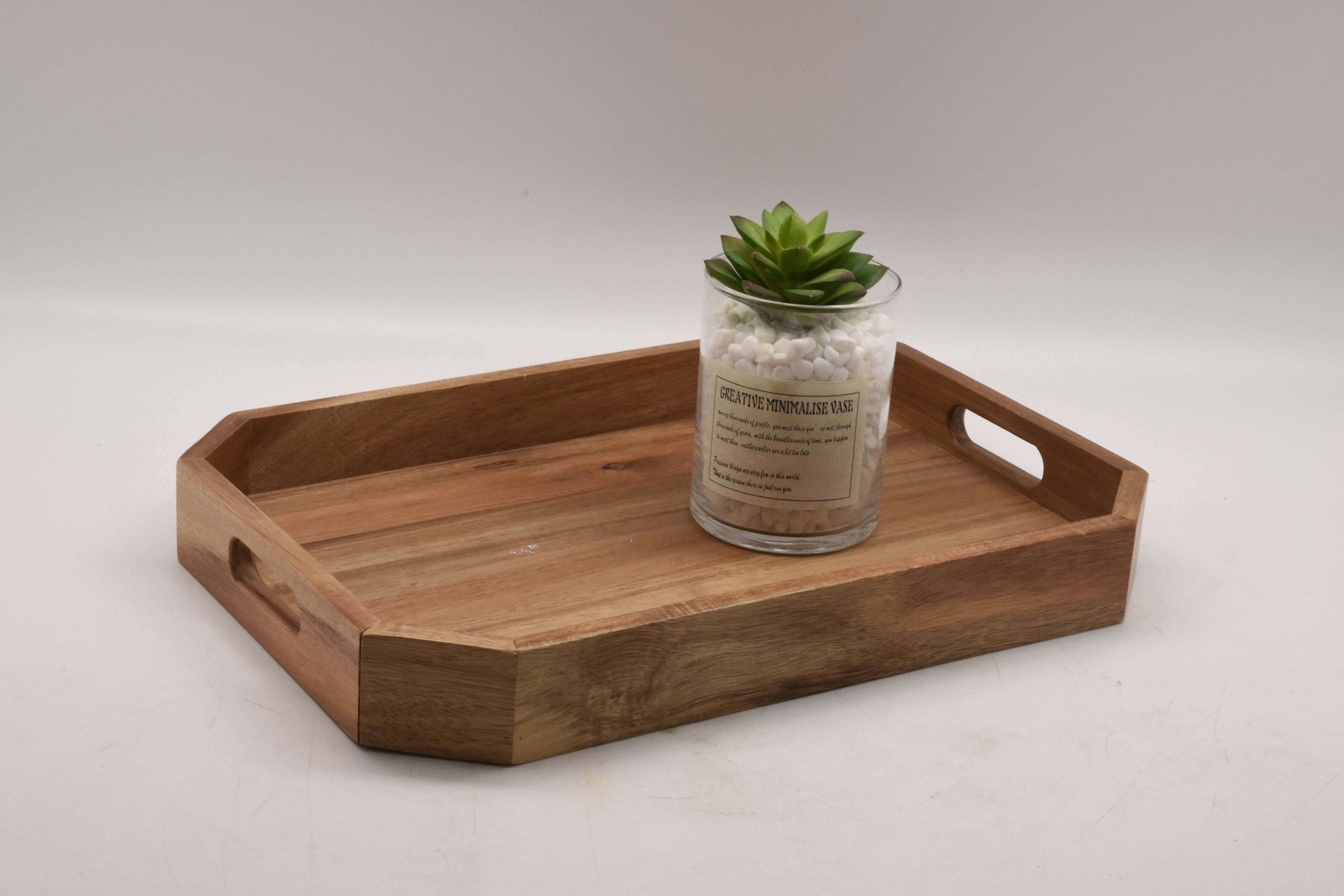 ACACIA WOOD Butler TRAY with handle
