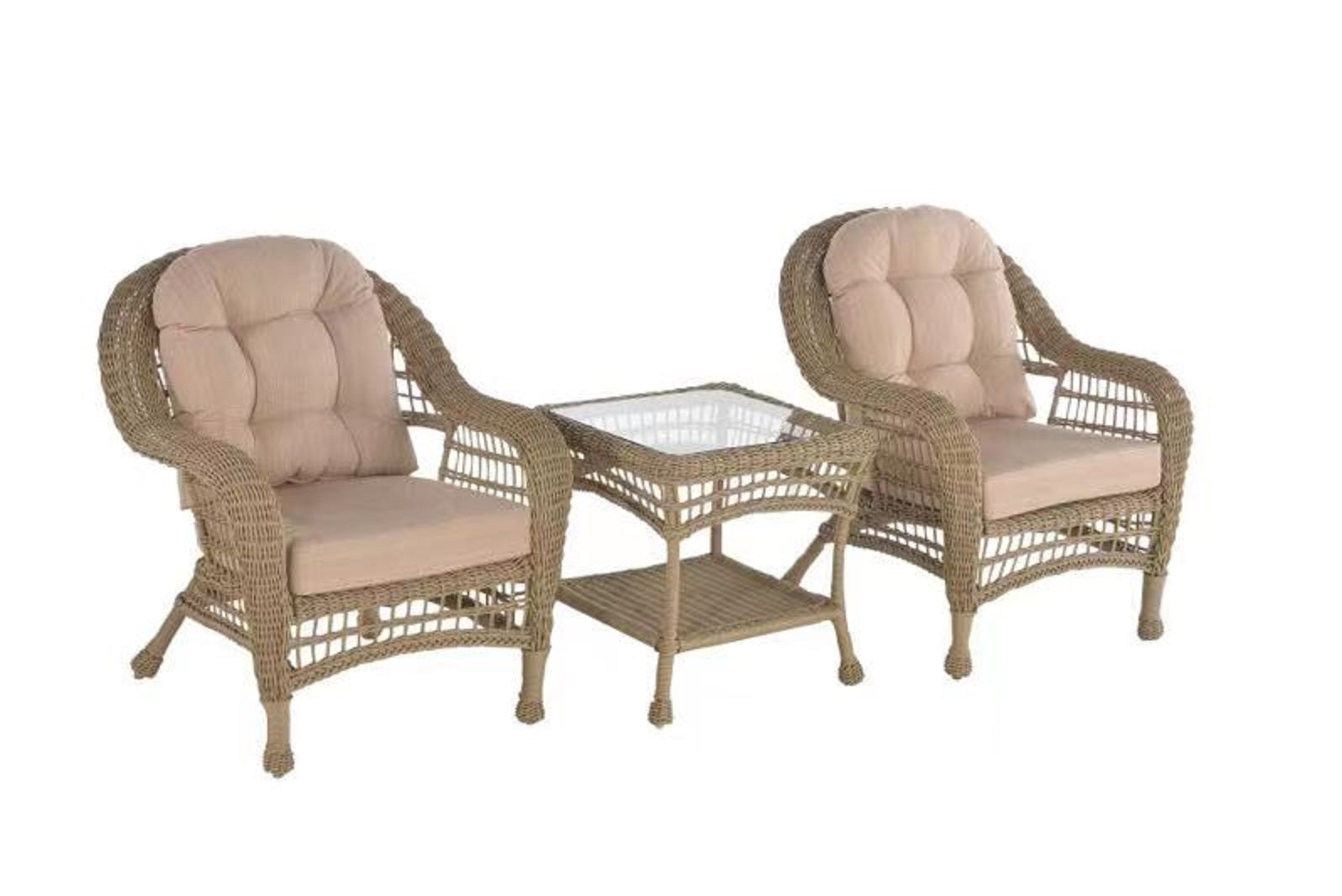 Outdoor Garden Patio 3 PC Cappuccino Furniture Conversation Set
