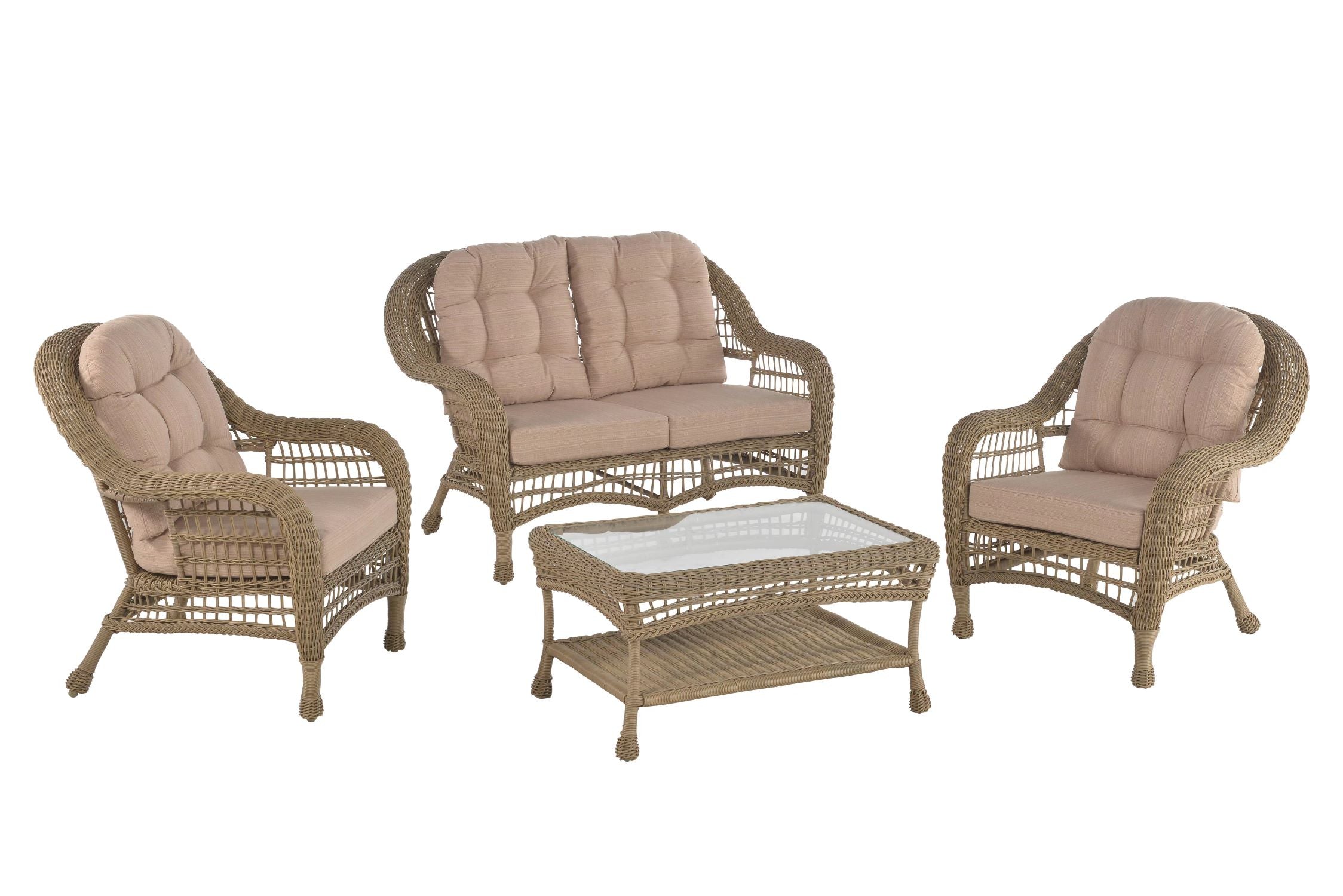 Outdoor Garden Patio 4 PC Cappuccino Furniture Conversation Set