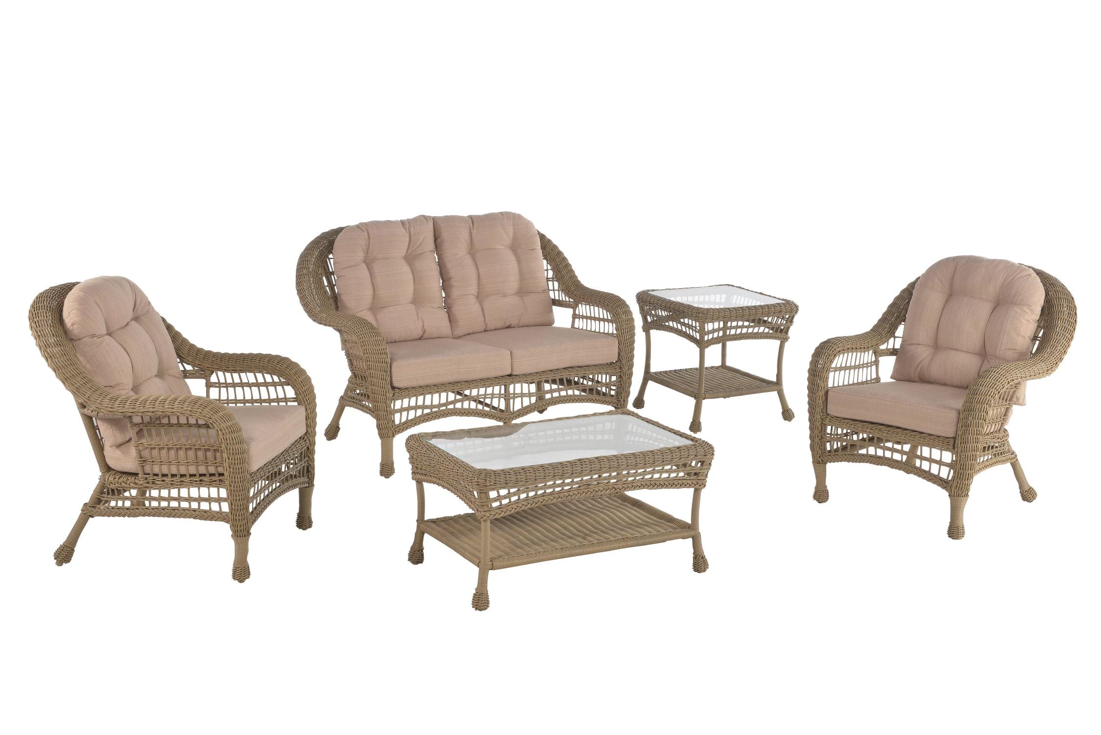 Outdoor Garden Patio 5 PC Cappuccino Furniture Conversation Set