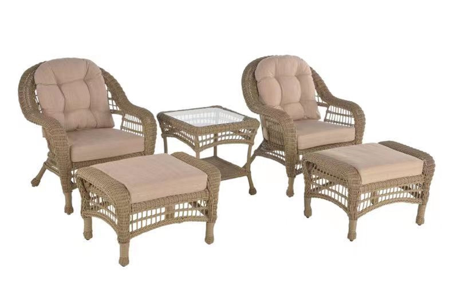 Outdoor Garden 5 pc conversation set with ottomans and end table