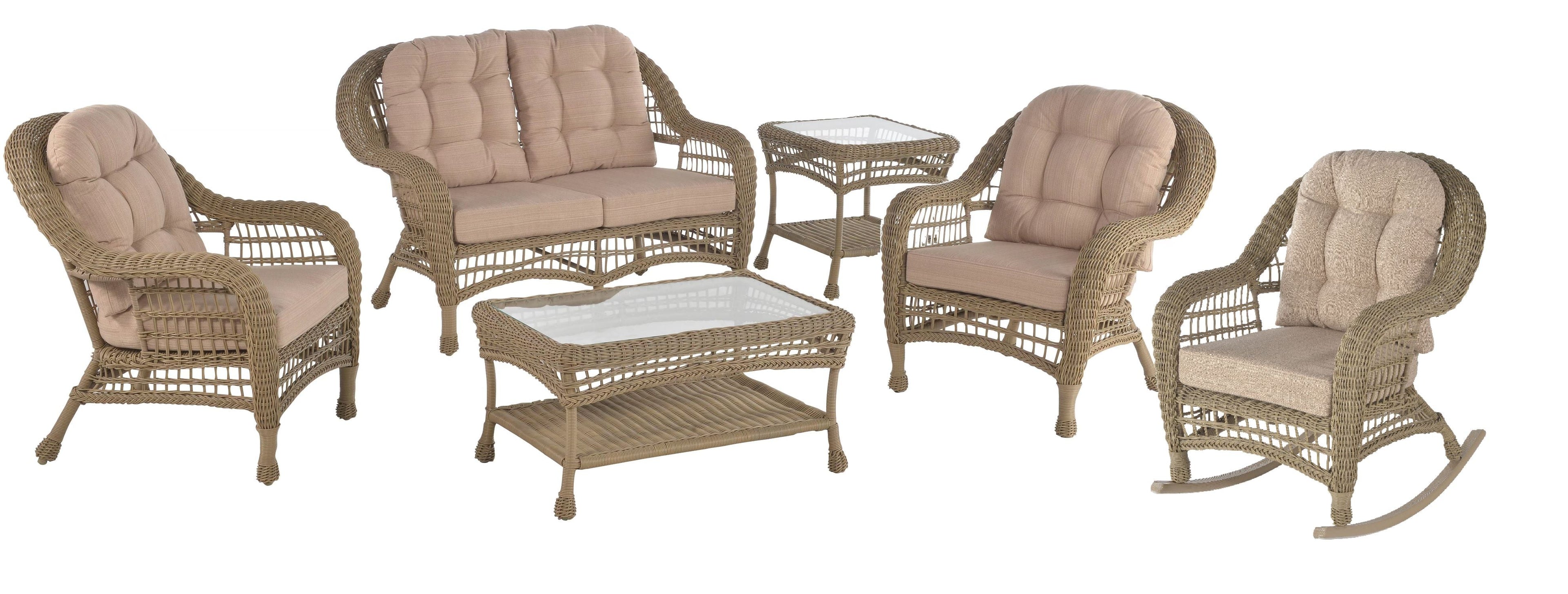 Outdoor Garden Patio 6 PC Cappuccino Furniture Conversation Set