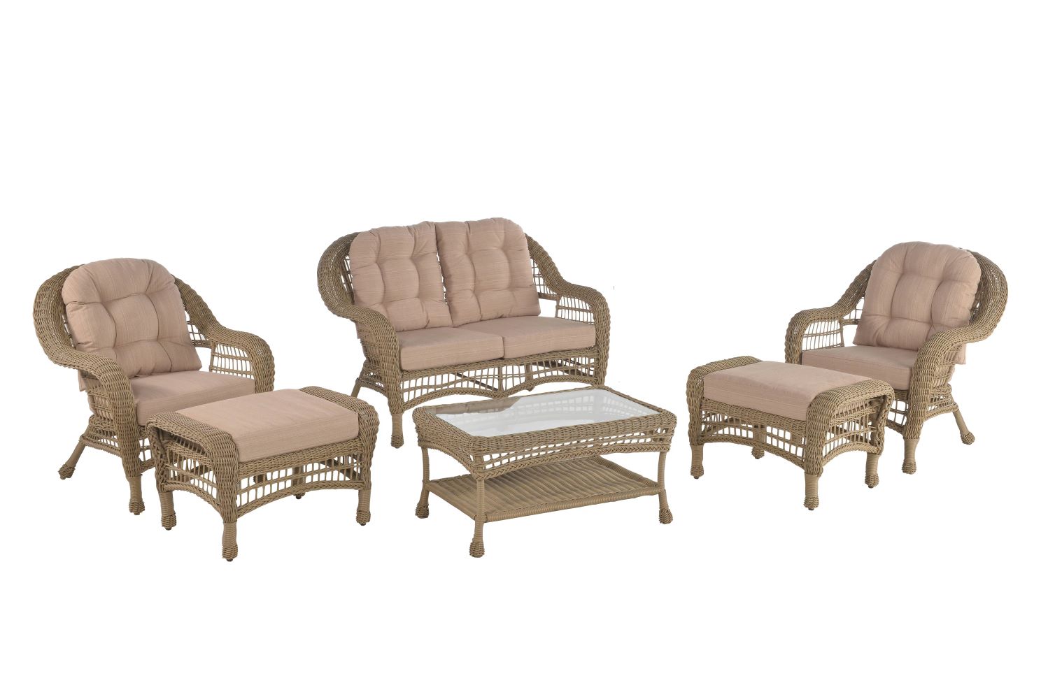 Outdoor Garden 6 pc conversation set with ottomans