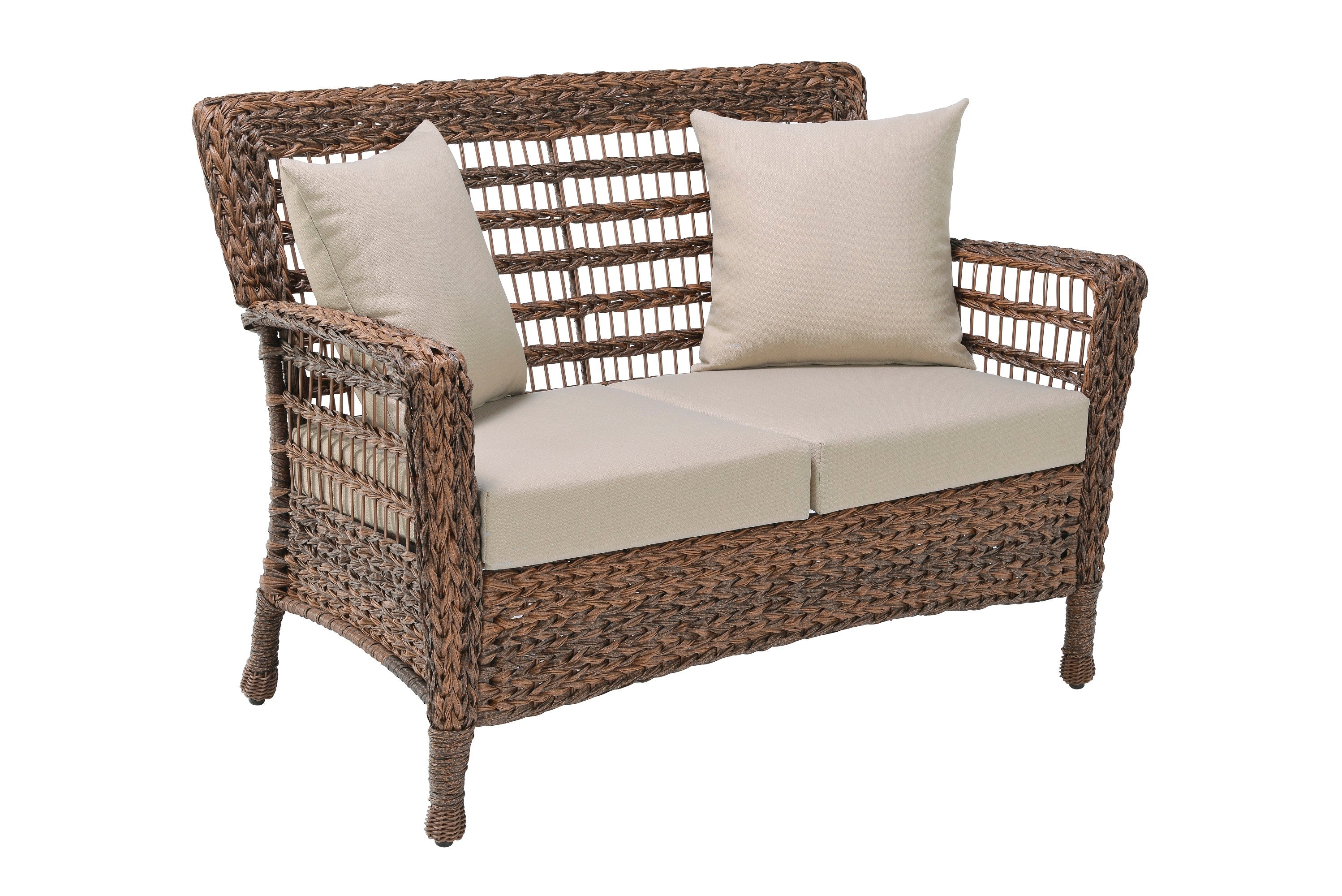 Faux Sea Grass Resin Rattan Patio Loveseat Chair