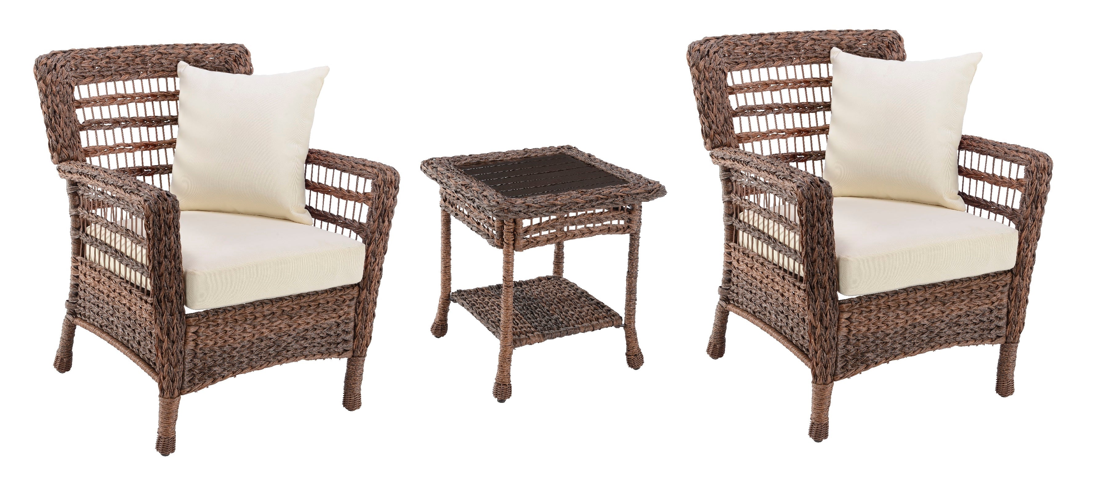 Faux Sea Grass Resin Rattan Bristro Set (set of 3)