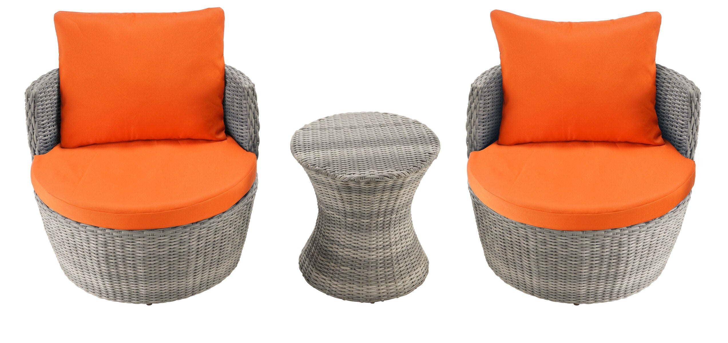 Outdoor 3-piece Bistro Set - Grey -Orange