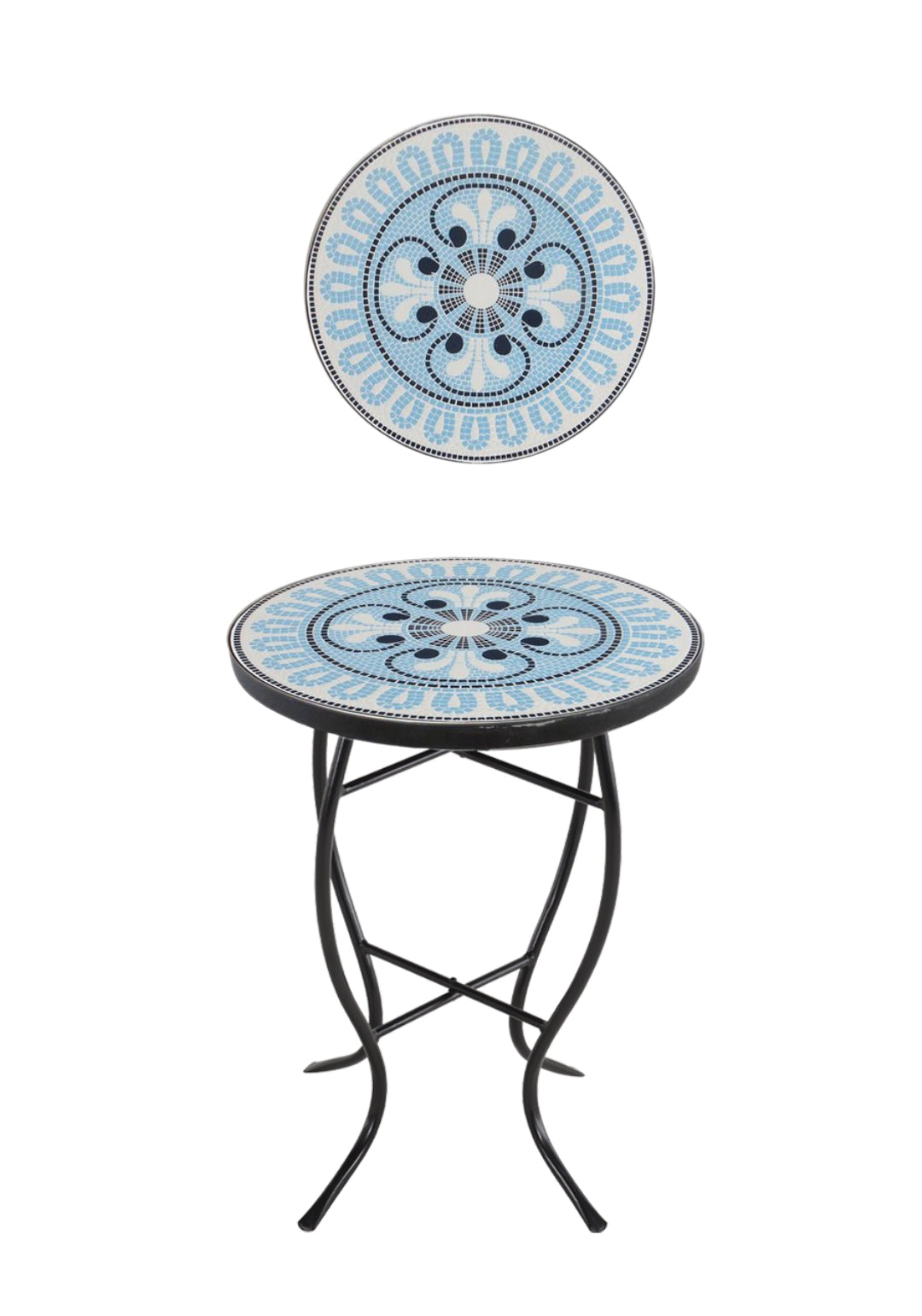 Mosaic Art Collection Pansies Blue Accent Table