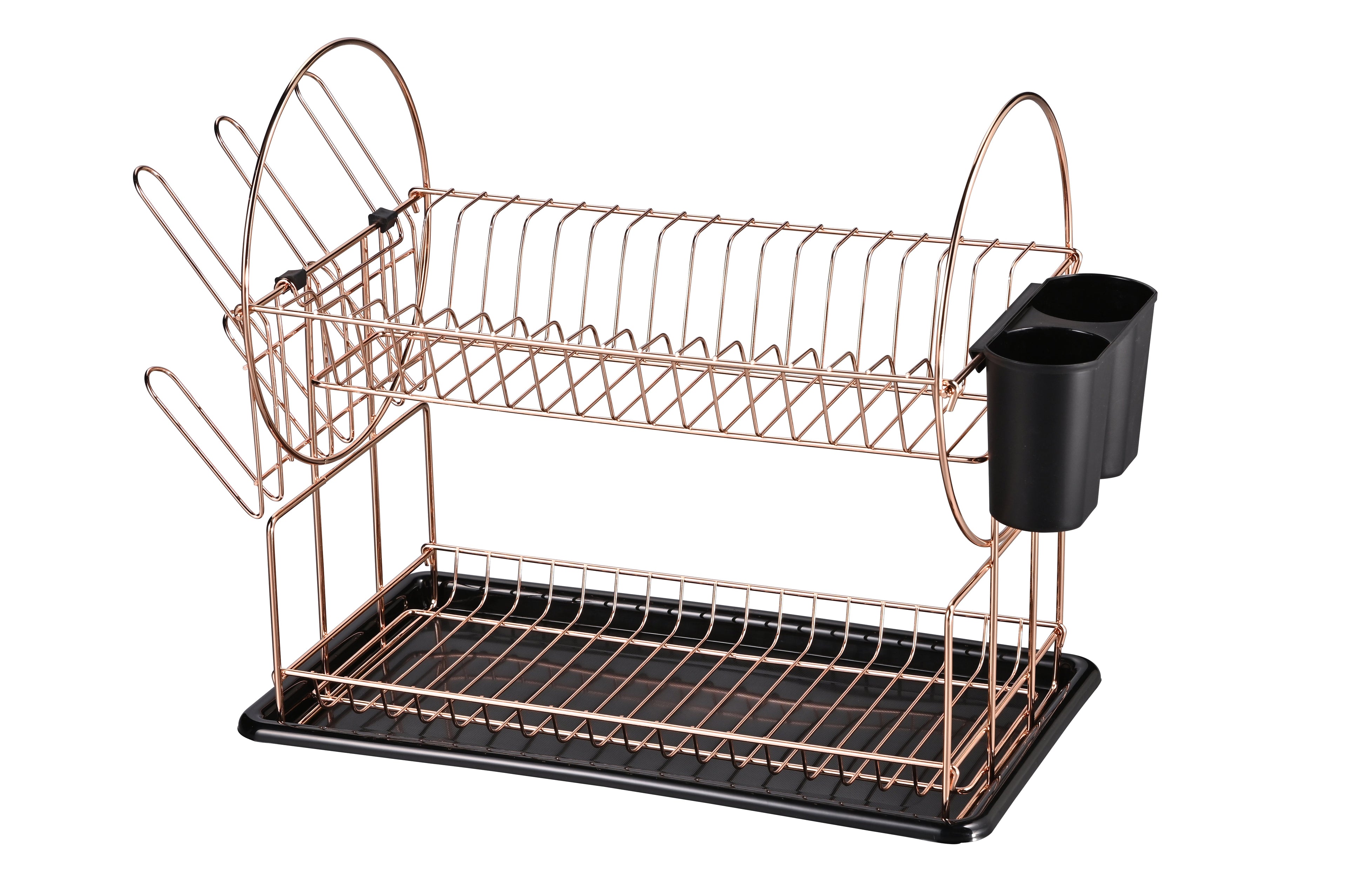 Jiallo Stainless Steel 2-Tier dish rack with dripping tray (Rose Gold)
