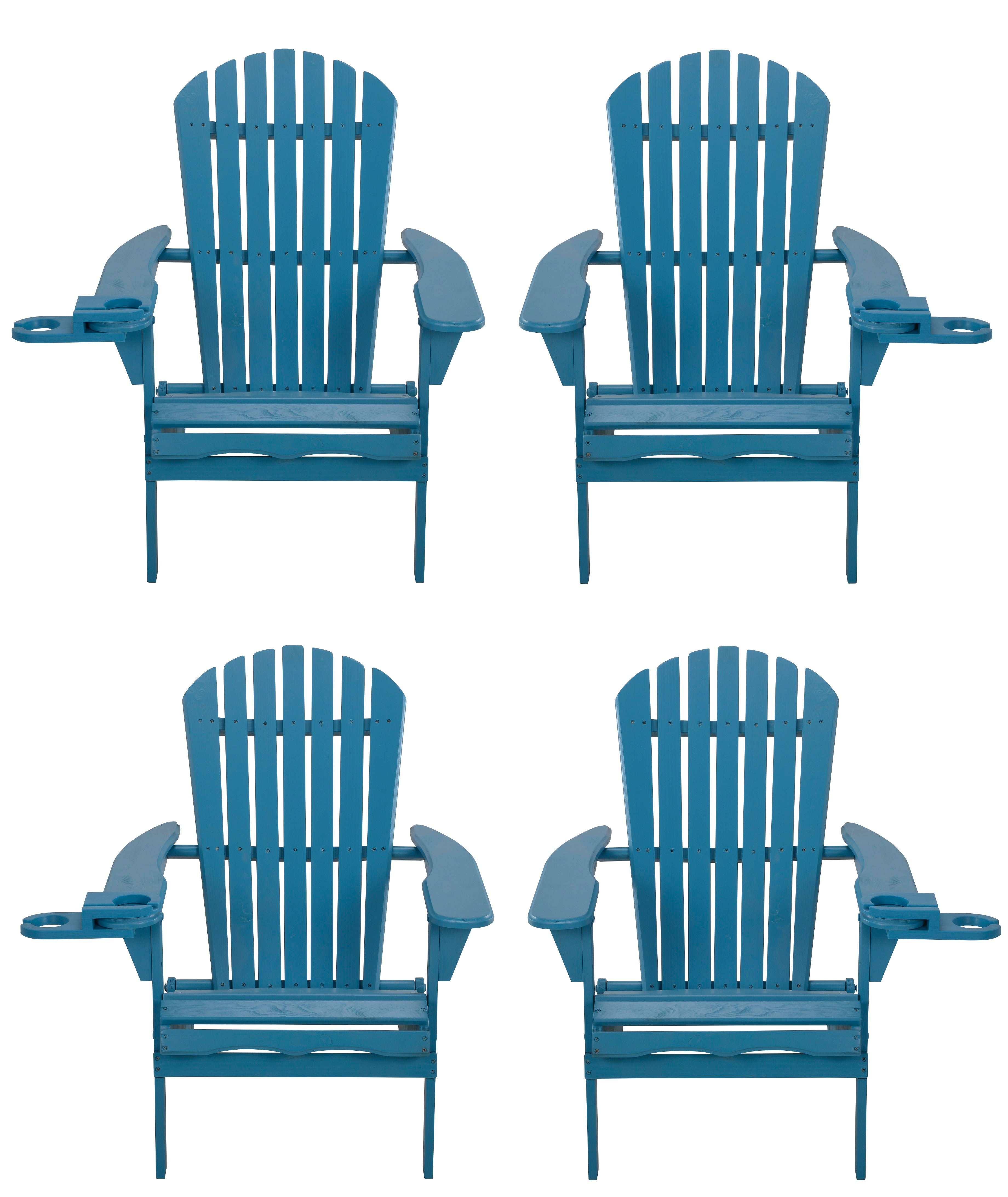 Foldable Adirondack Chair with cup holder set of 4-Sky Blue