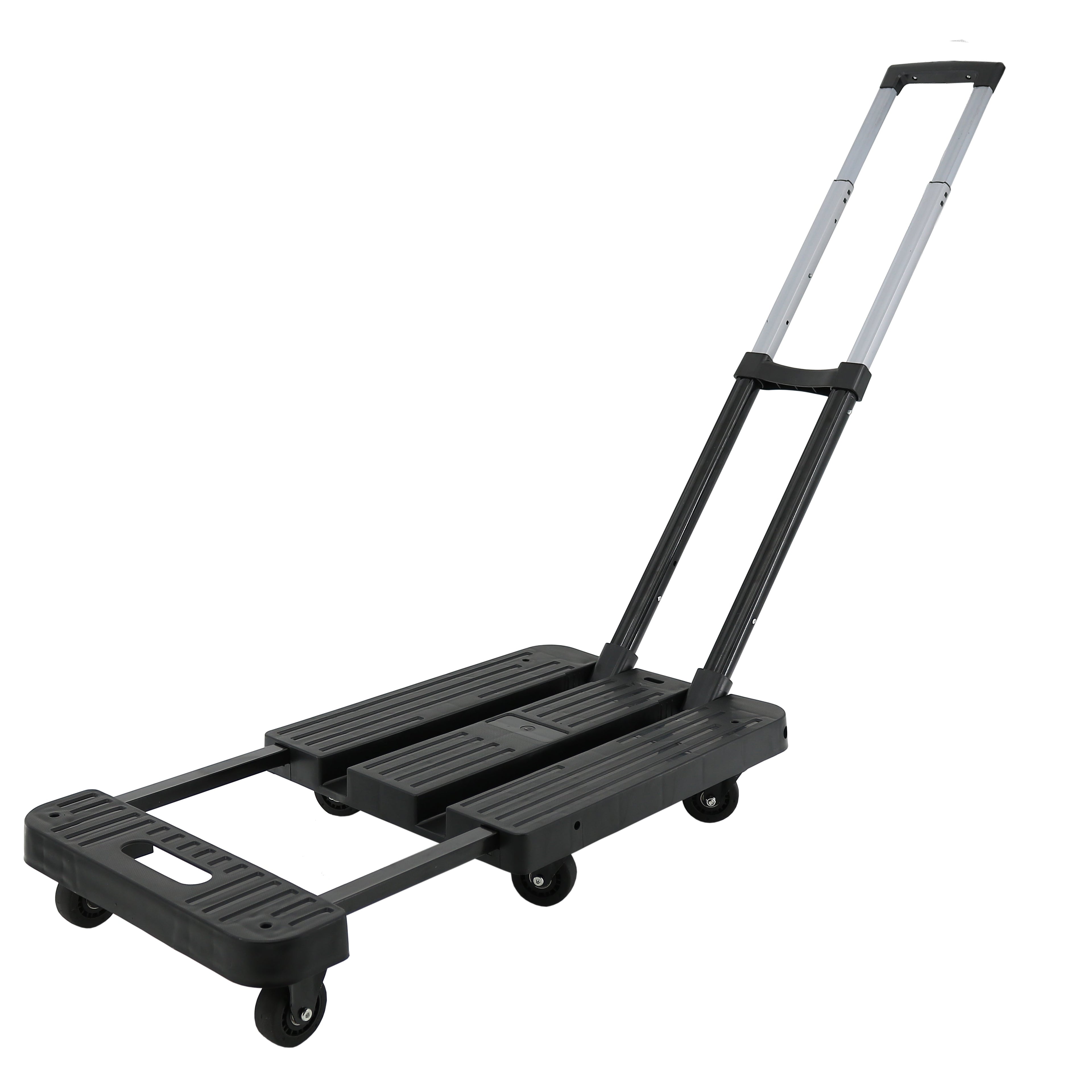 Jiallo Heavy Duty Foldable Utility Dolly Platform Crate with 6 omnidirectional wheels & Telescopic Handle (Black Color)