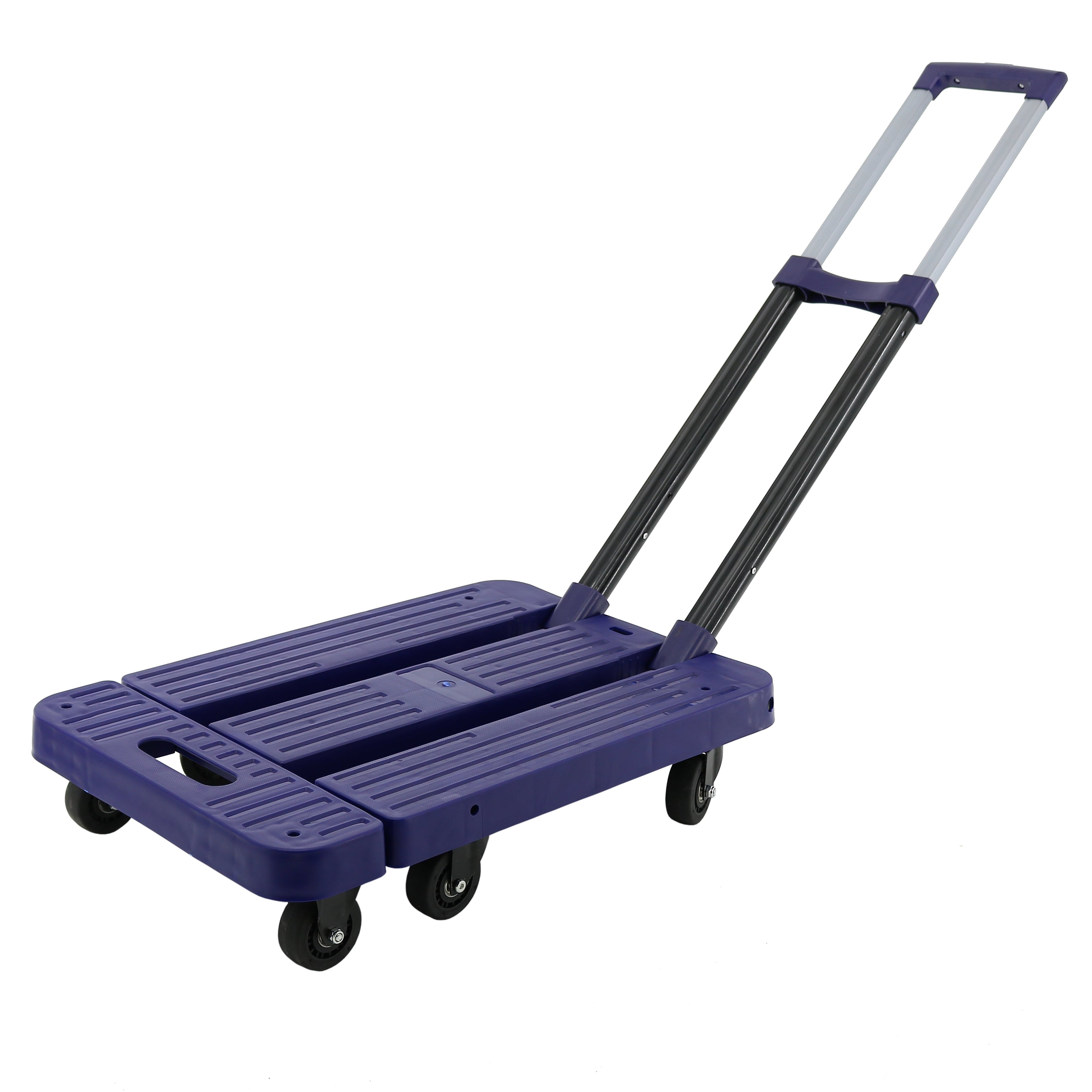 Jiallo Heavy Duty Foldable Utility Dolly Platform Crate with 6 omnidirectional wheels & Telescopic Handle (Purple Color)