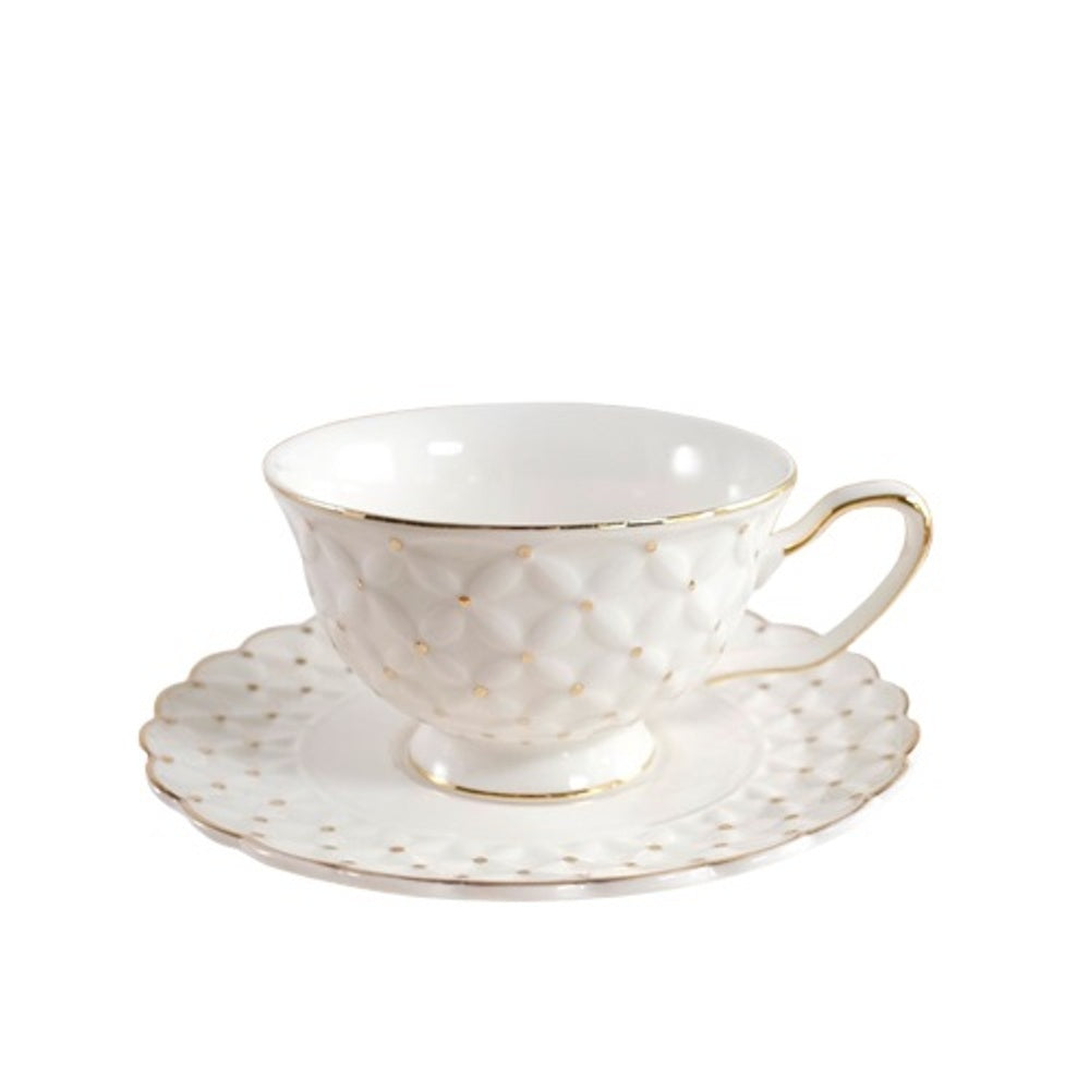 6 oz Tea Cup & Saucer Gold Dots