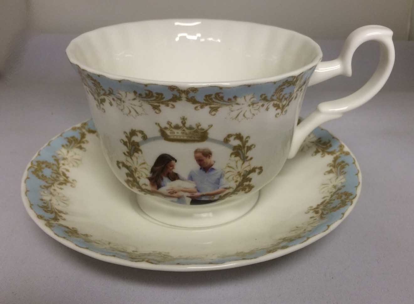 Roy Kirkham Breakfast Cup/Saucer - Prince George Set of 2, Bone China Ceramic Made in England
